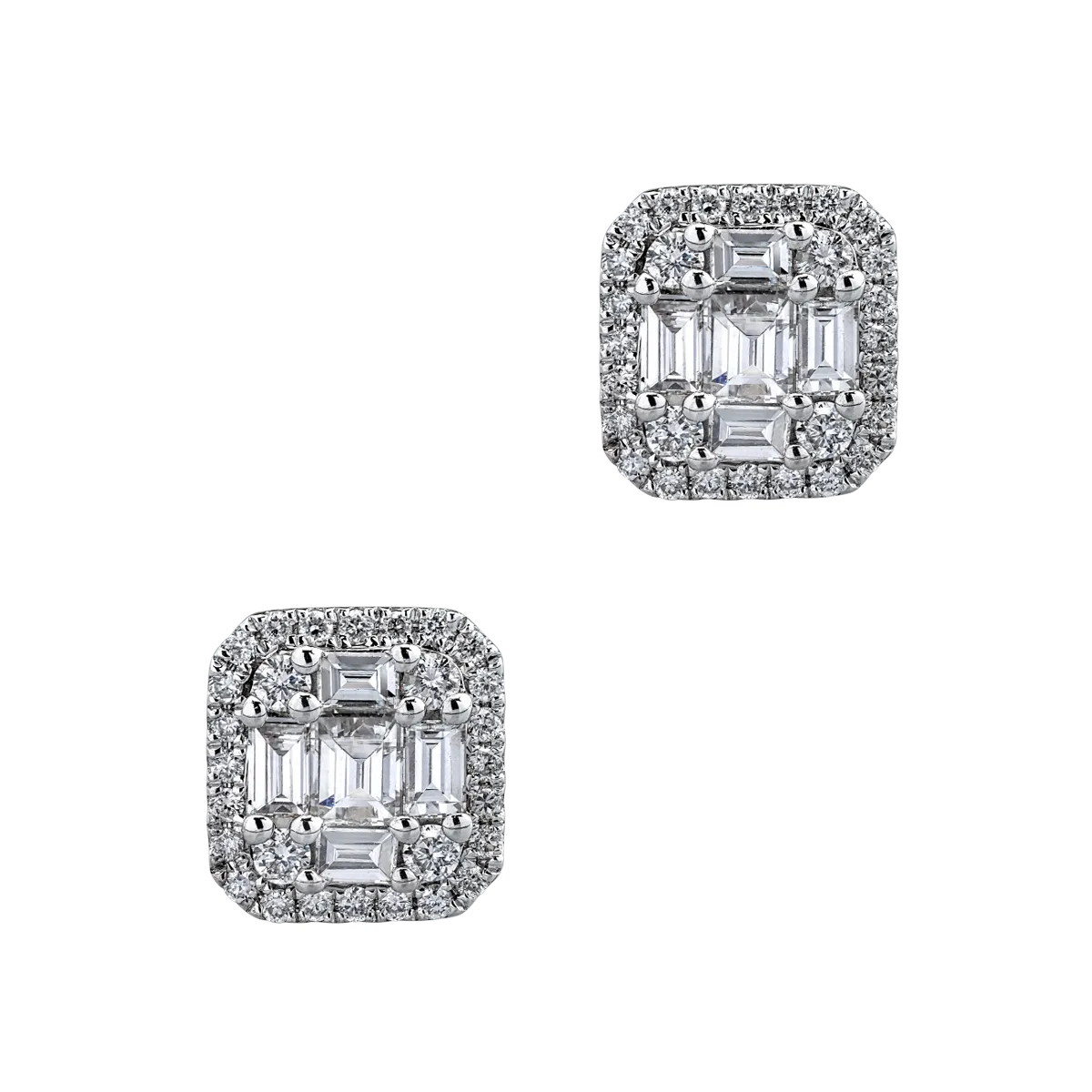 Cercei din aur alb de 18K cu diamante de 0.55ct
