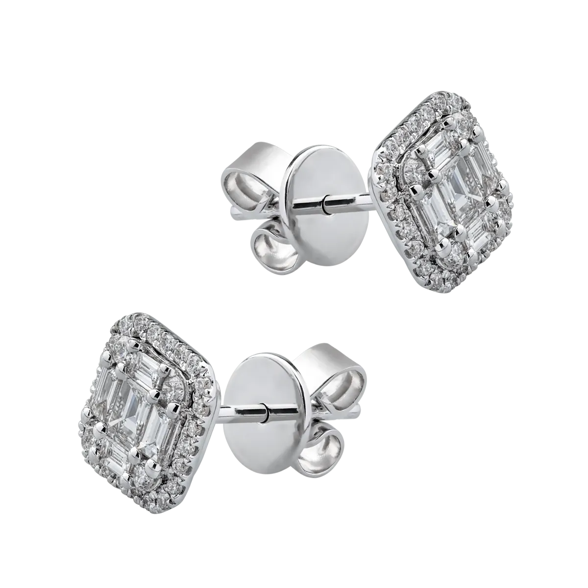 Cercei din aur alb de 18K cu diamante de 0.55ct