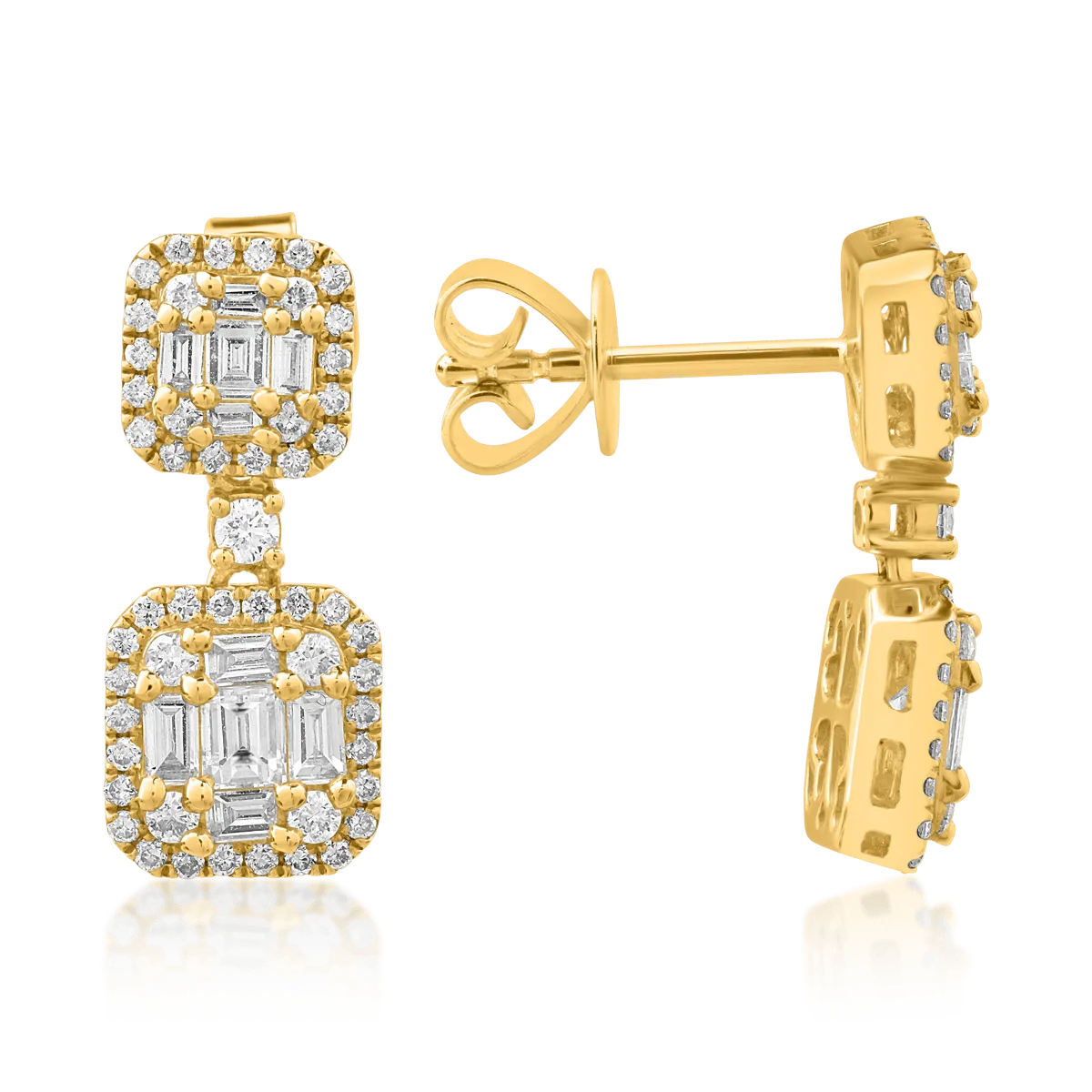 18K yellow gold earrings with 0.89ct diamonds
