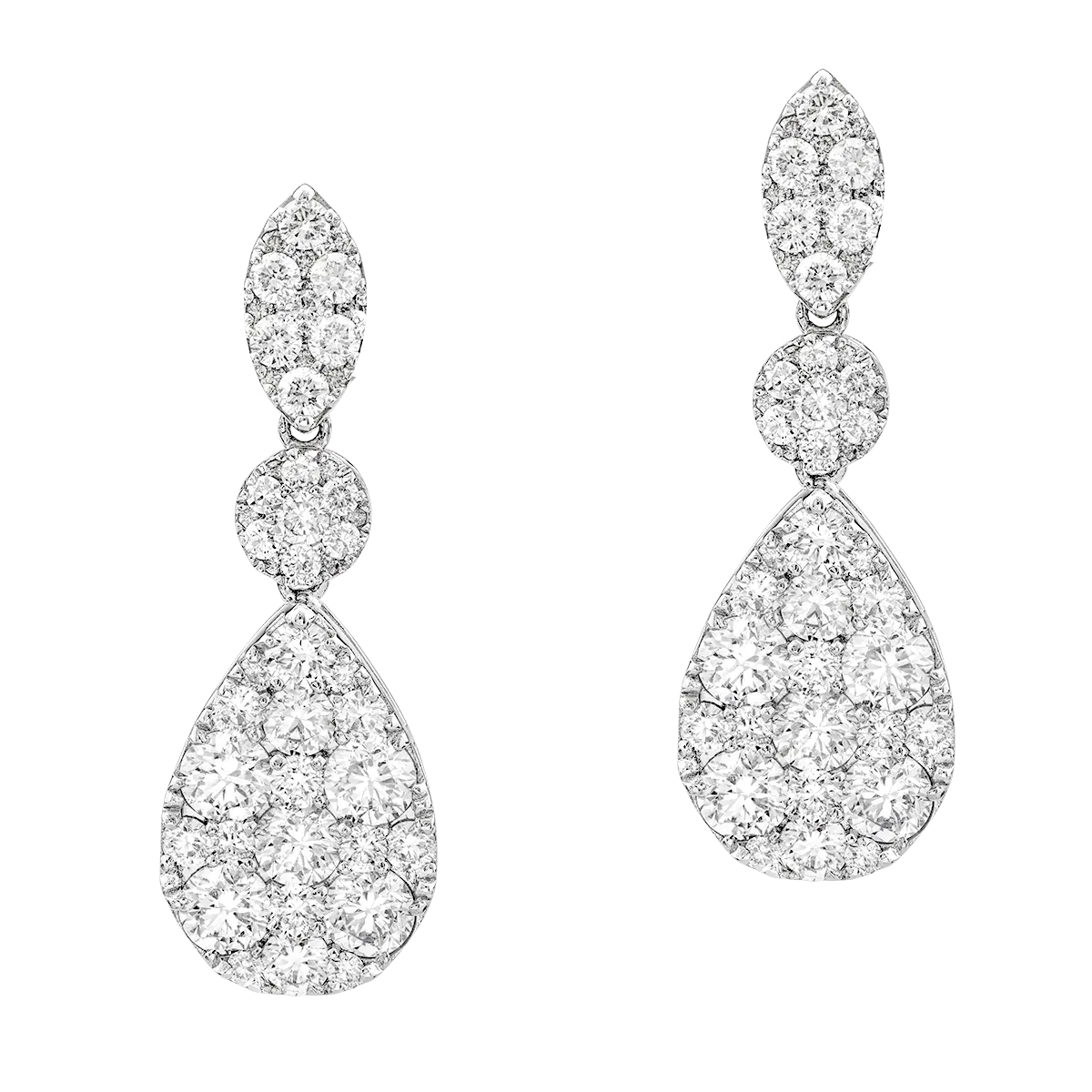 18K white gold earrings with 3.35ct diamonds