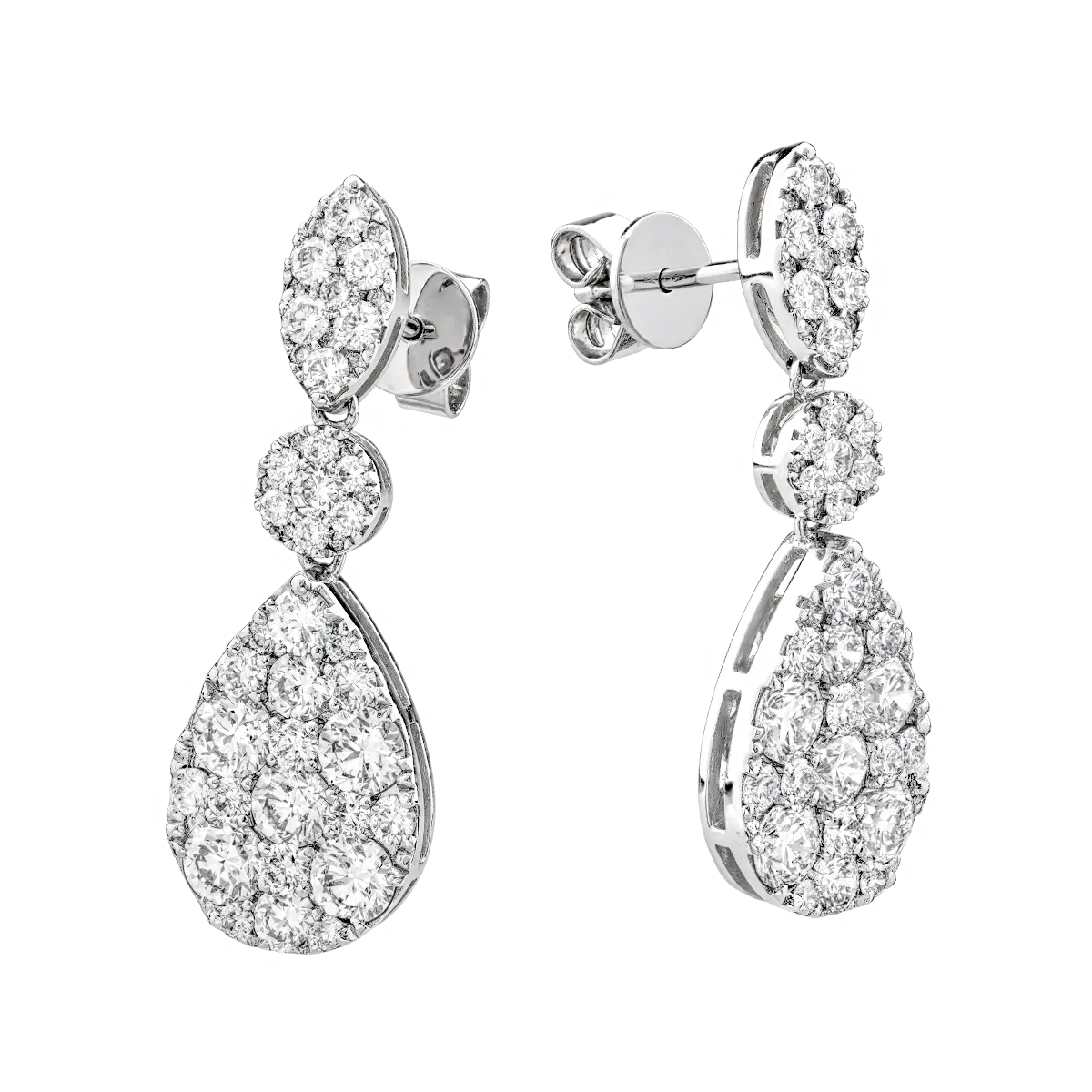 18K white gold earrings with 3.35ct diamonds
