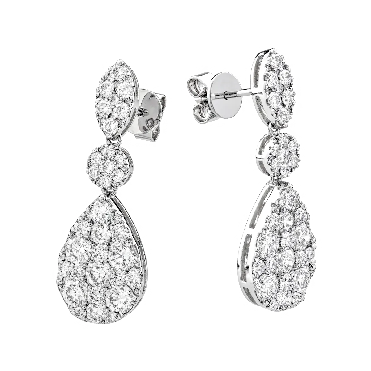 Cercei din aur alb cu diamante de 3.35ct