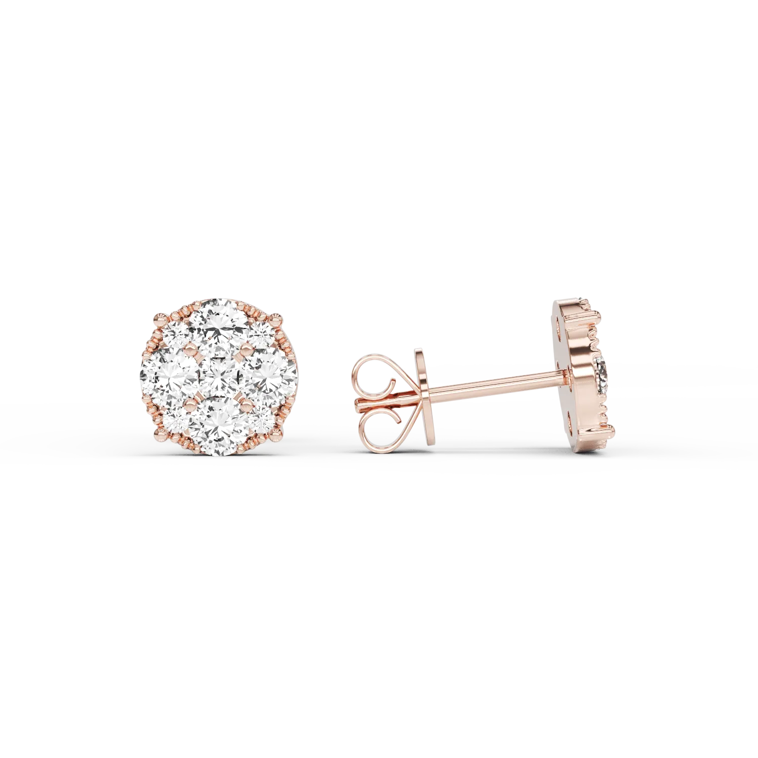 Cercei din aur roz cu diamante de 0.67ct