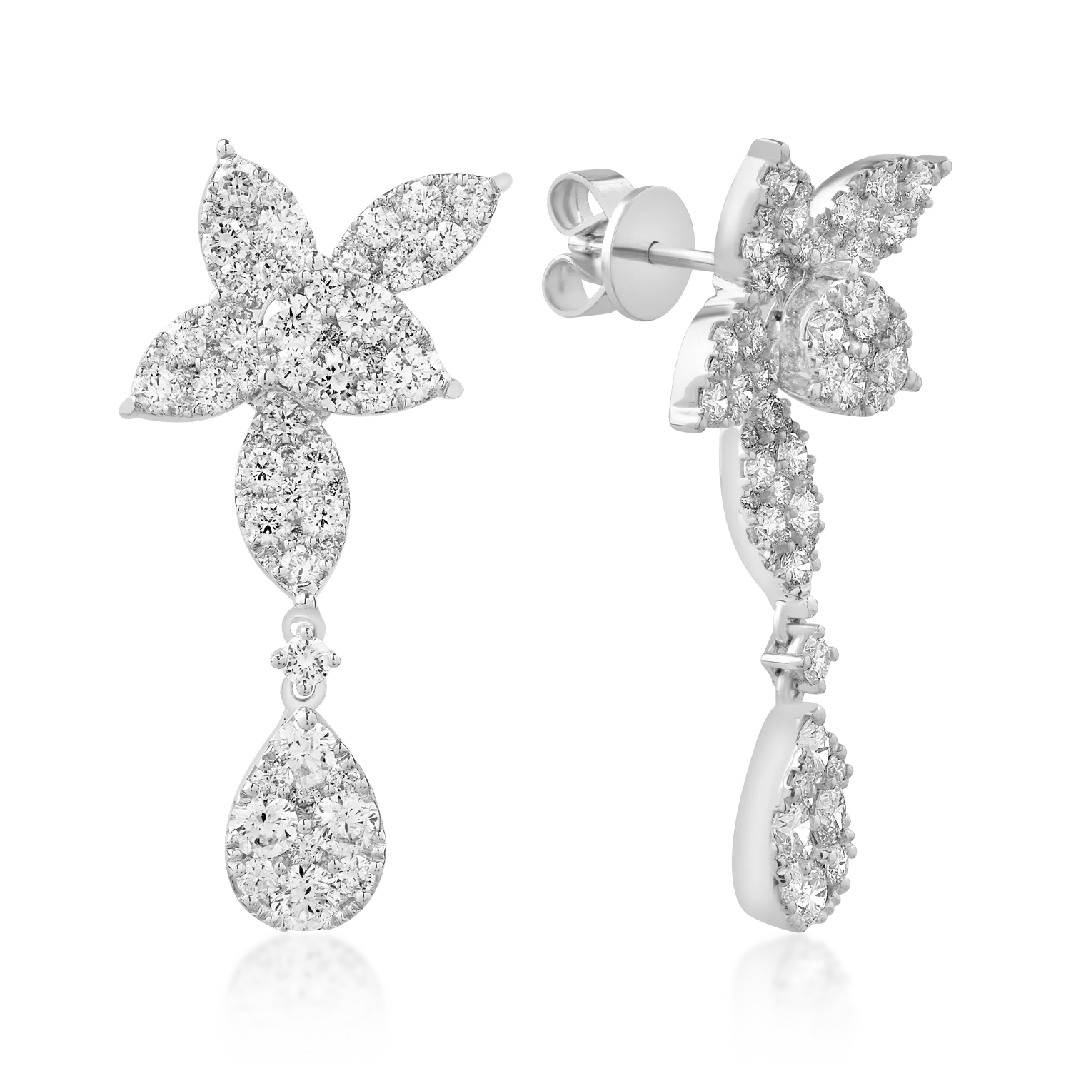 18K white gold earrings with 2.79ct diamonds