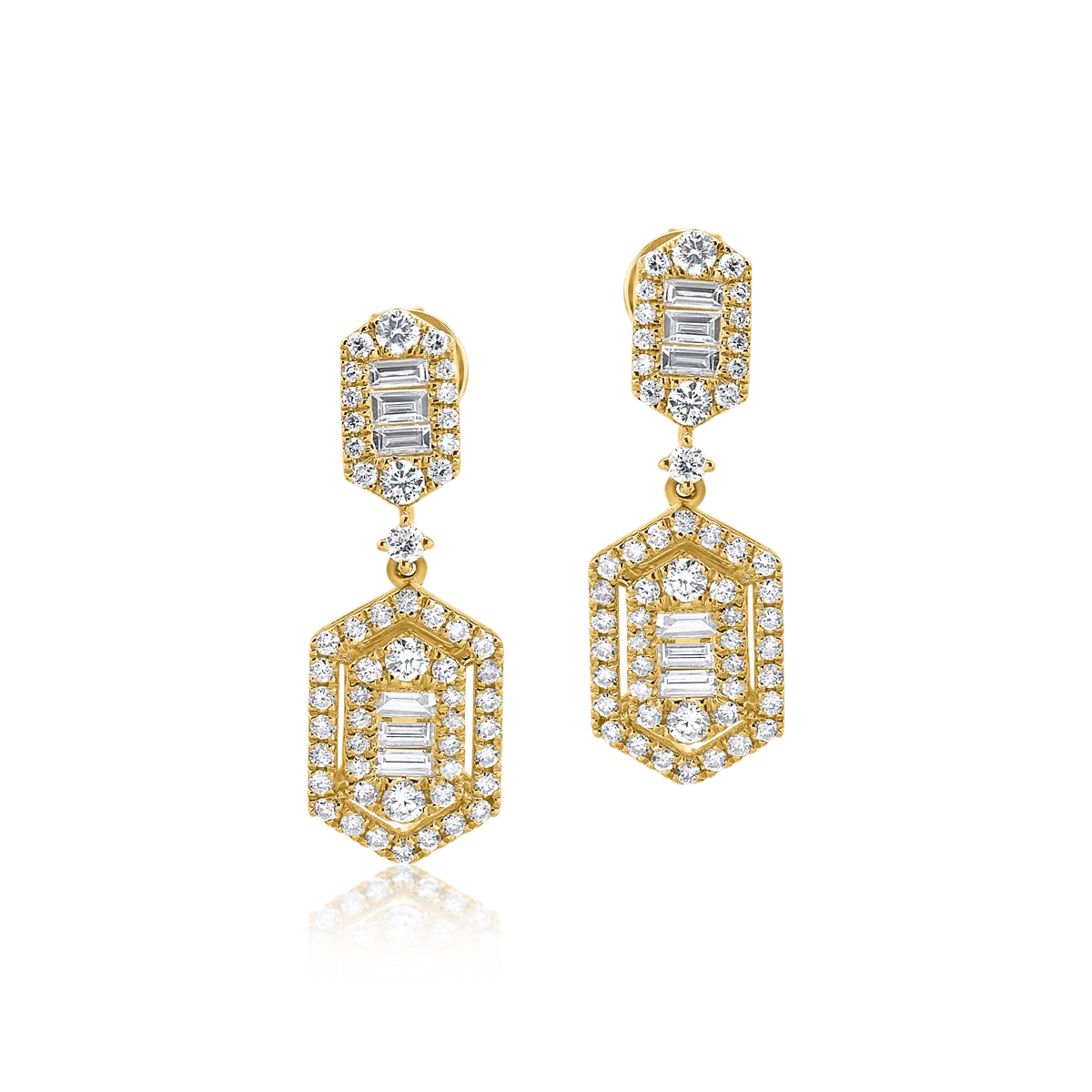 Обеци от 18K жълто злато с 1.2ct диаманти