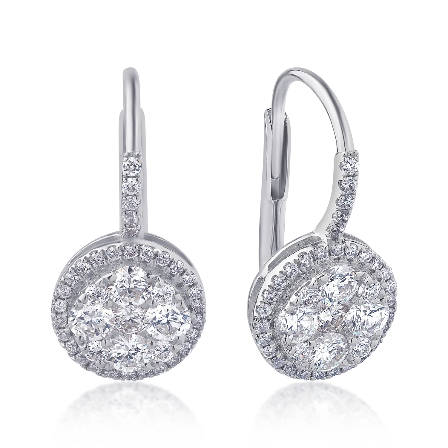 Cercei din aur alb de 18K cu diamante de 0.96ct