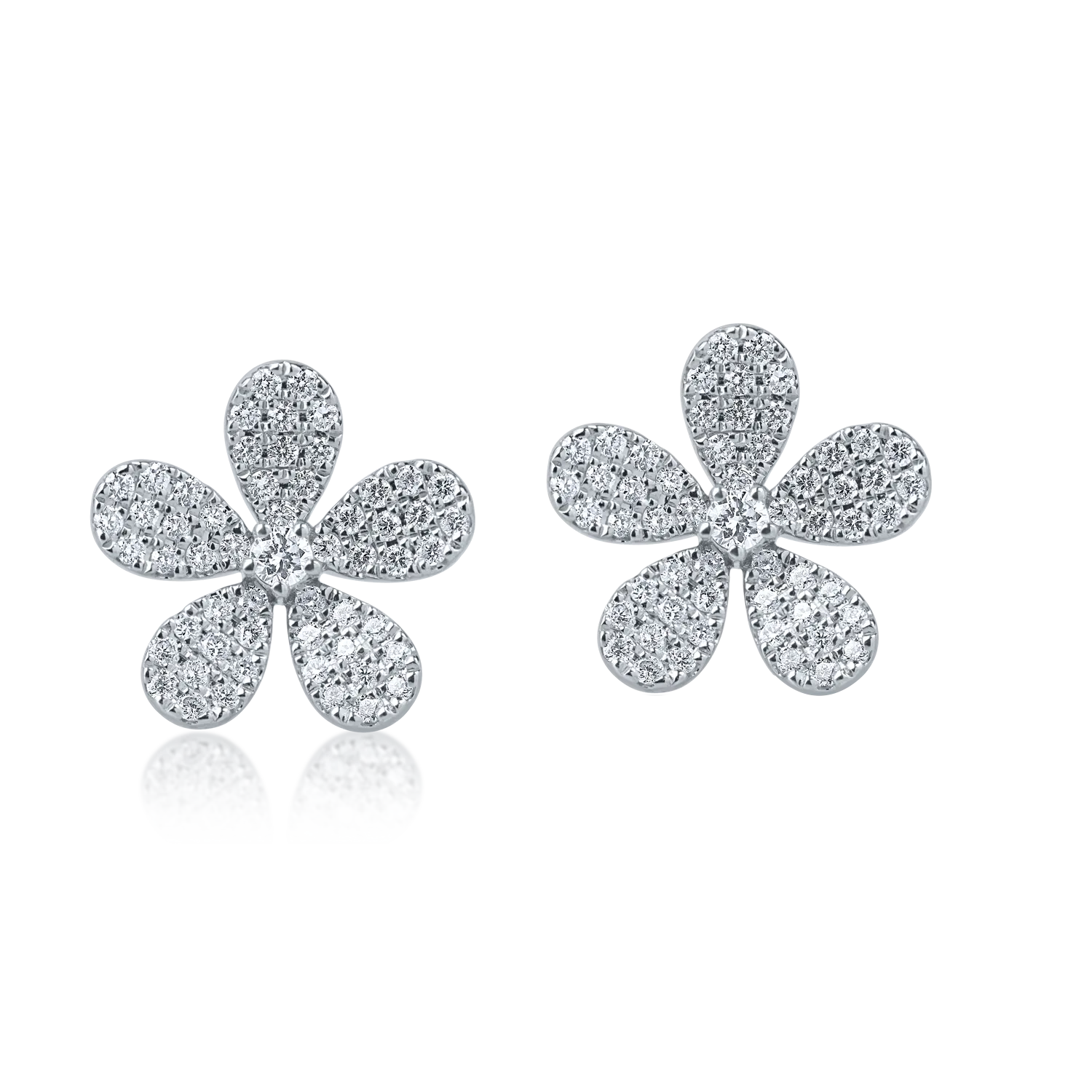 Kolczyki kwiaty z białego złota z diamentami 0.4ct