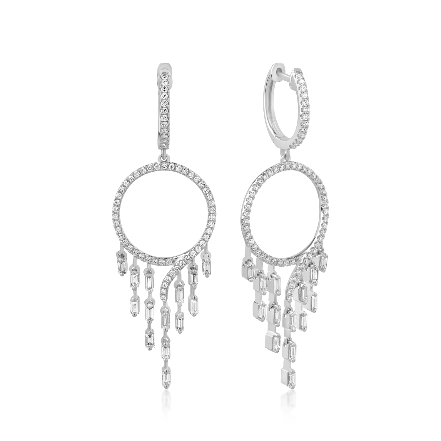 Cercei din aur alb cu diamante de 0.728ct