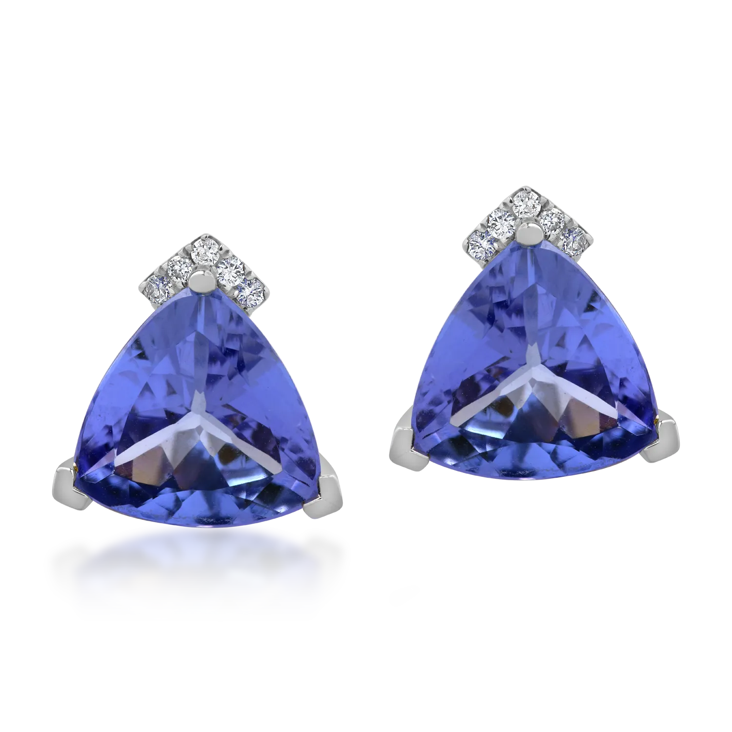 14K white gold earrings with 4.41ct tanzanites and 0.05ct diamonds