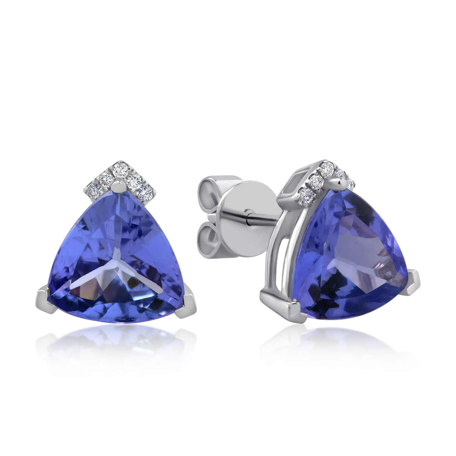 14K white gold earrings with 4.41ct tanzanites and 0.05ct diamonds