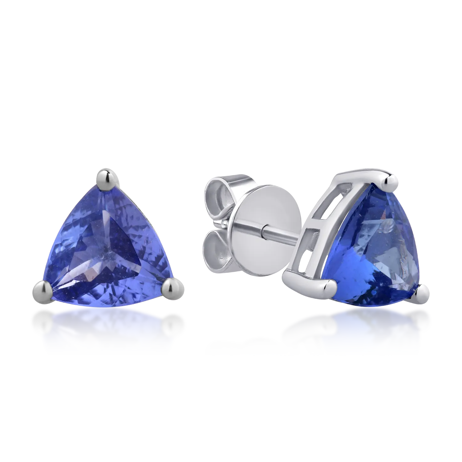 Cercei din aur alb de 14K cu tanzanite de 3.24ct