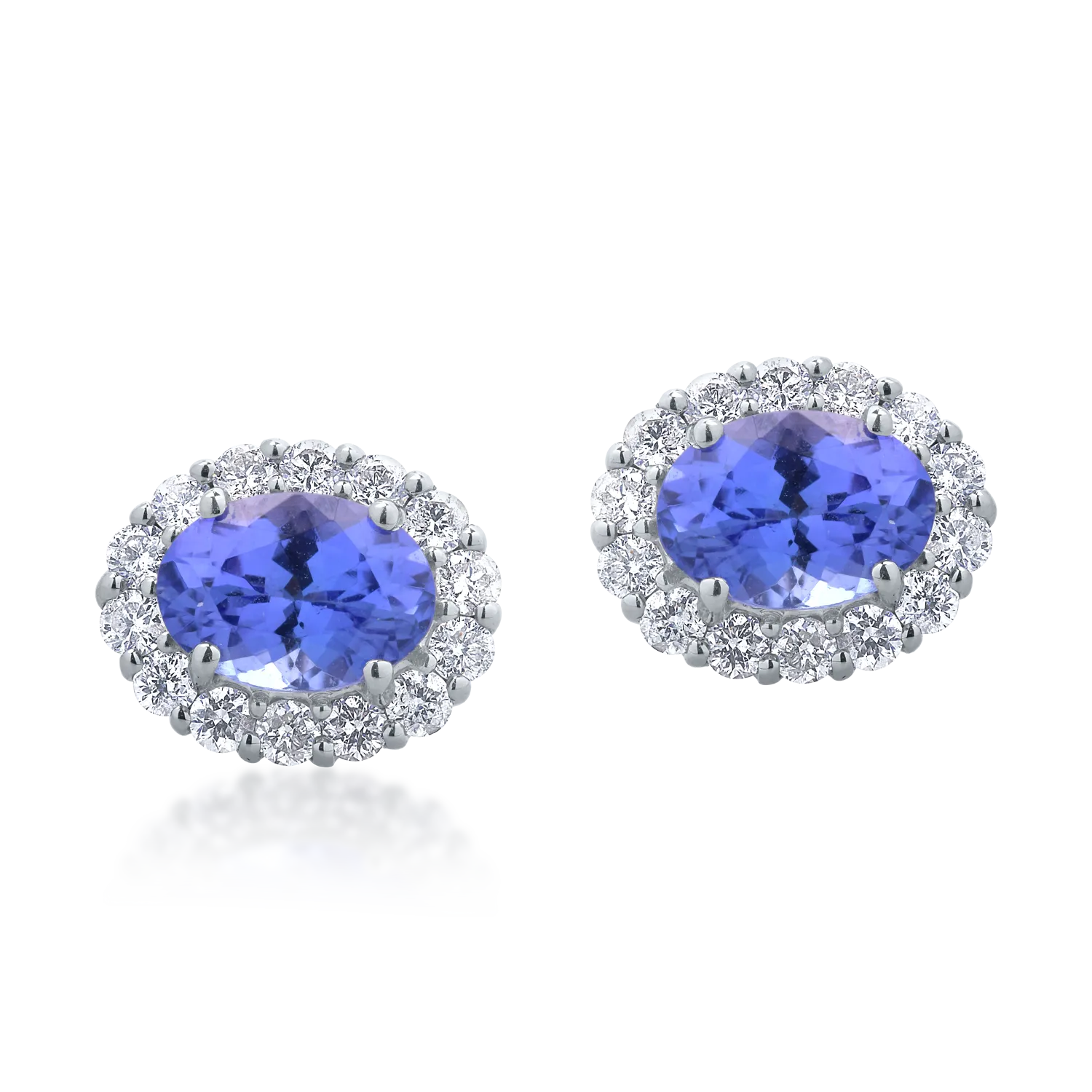 Cercei din aur alb de 14K cu tanzanite de 3.83ct