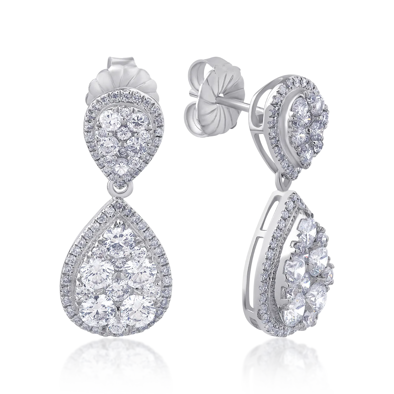 Обеци от бяло злато 18K с диаманти 2.81ct