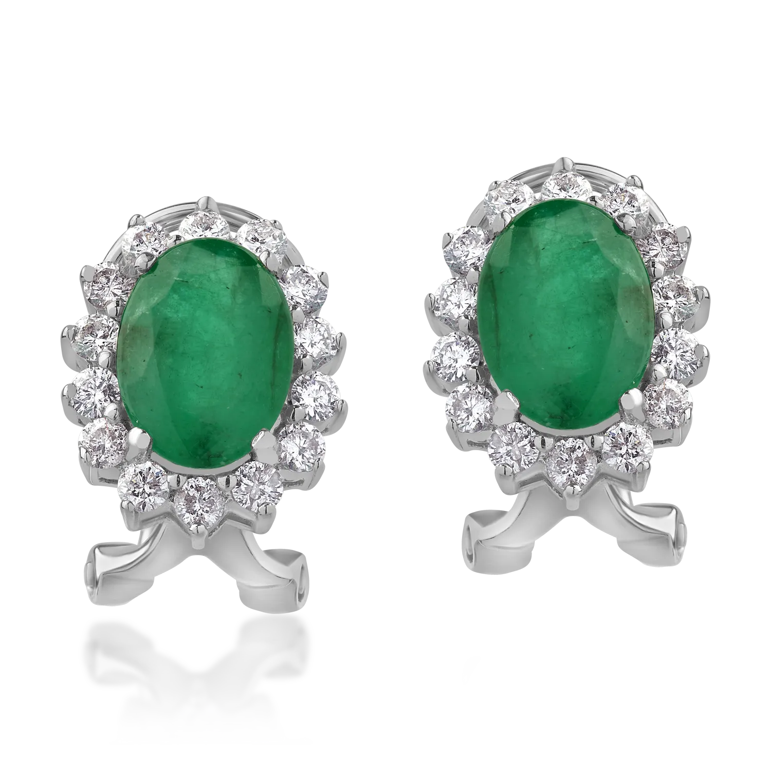 18K white gold earrings with 2.17ct emeralds and 0.61ct diamonds