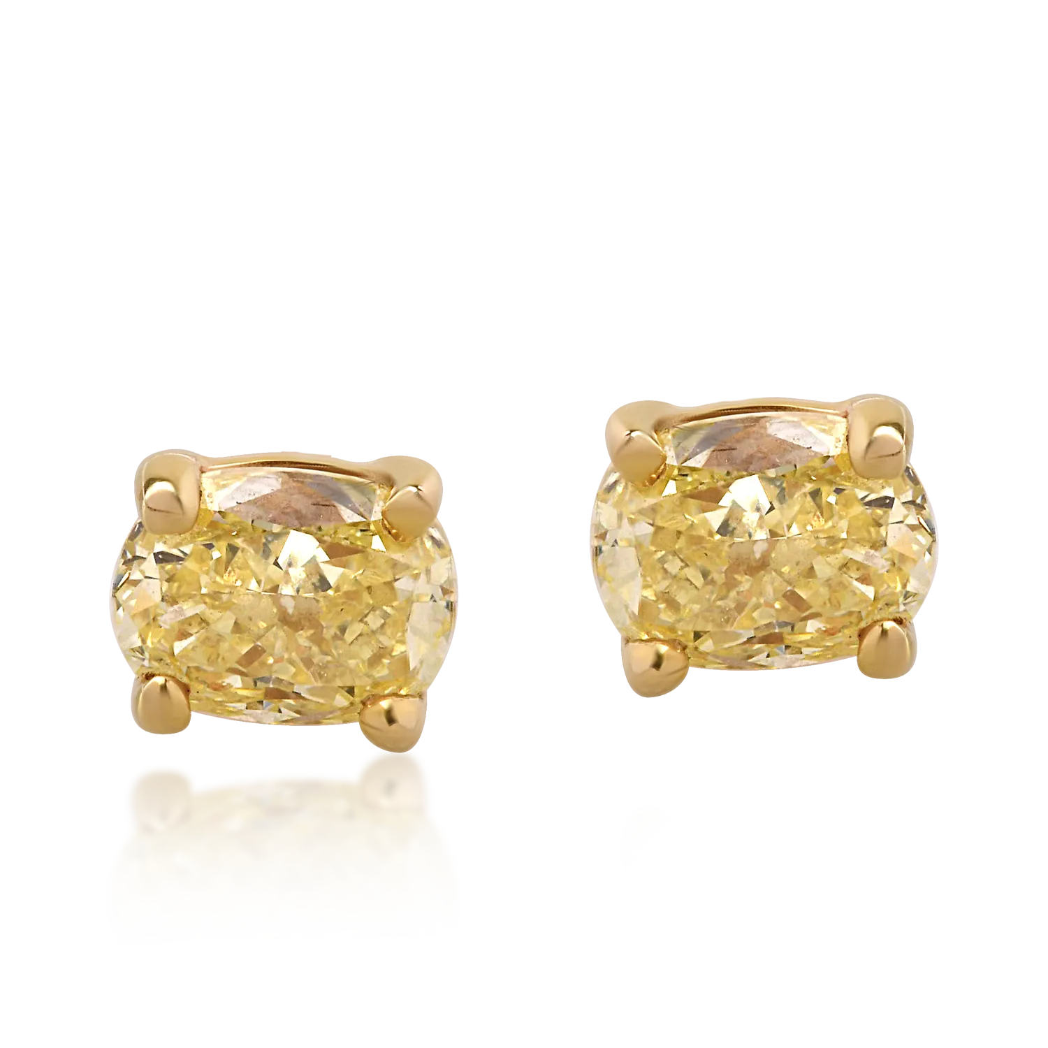 Cercei din aur galben de 14K cu diamante fancy-multicolore de 0.64ct