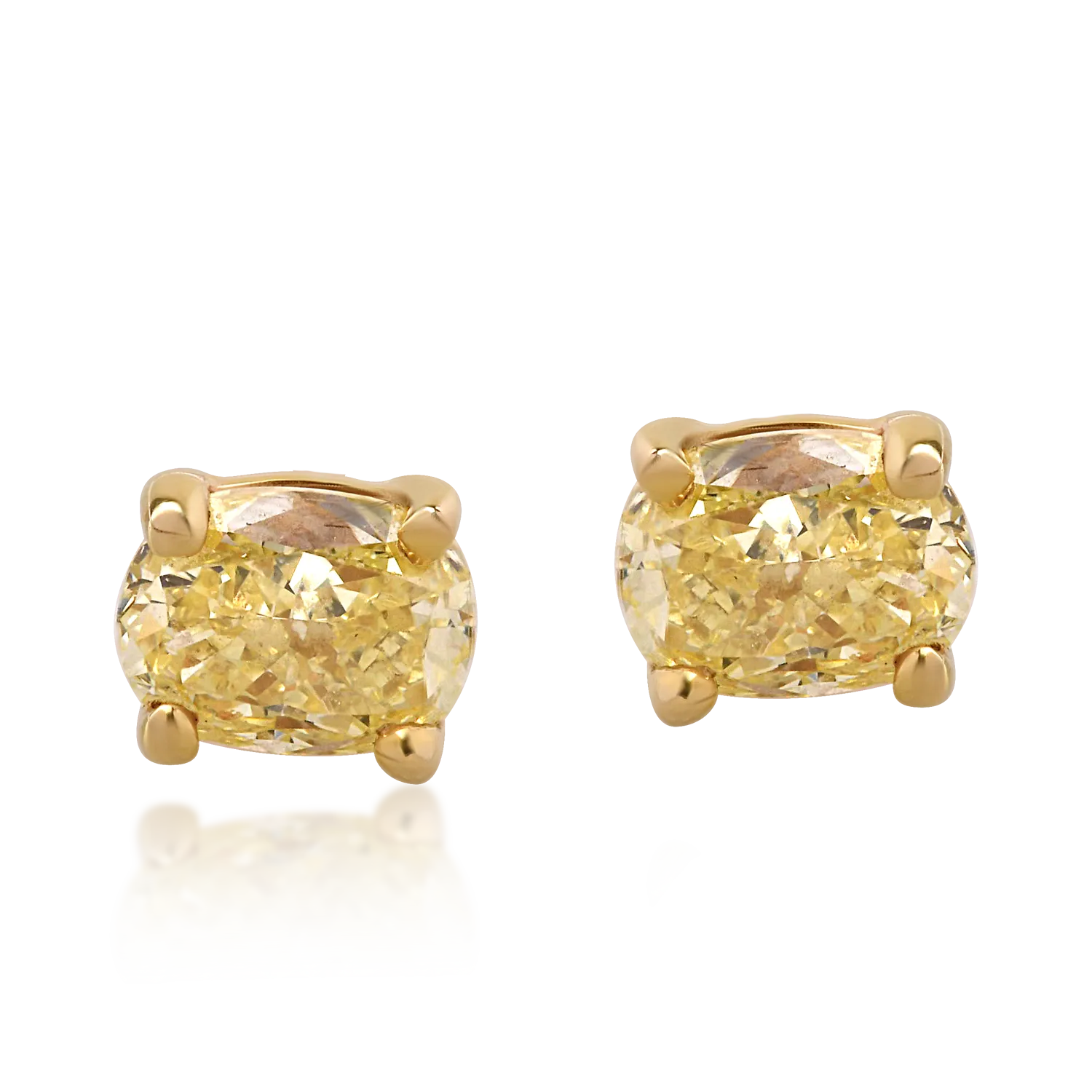 14K yellow gold earrings with 0.64ct fancy-multicolored diamonds