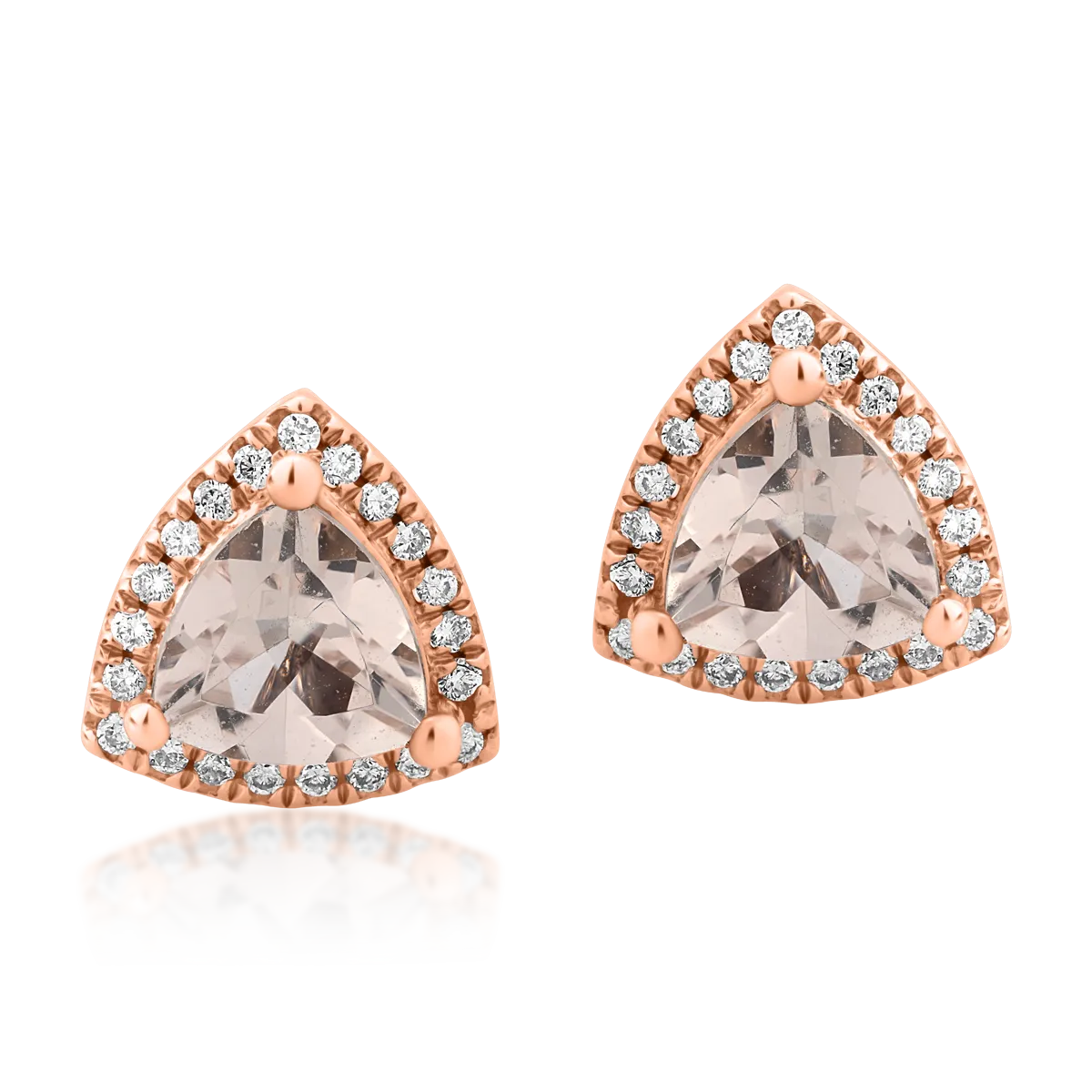 14K rose gold earrings with 1.31ct morganites and 0.16ct diamonds