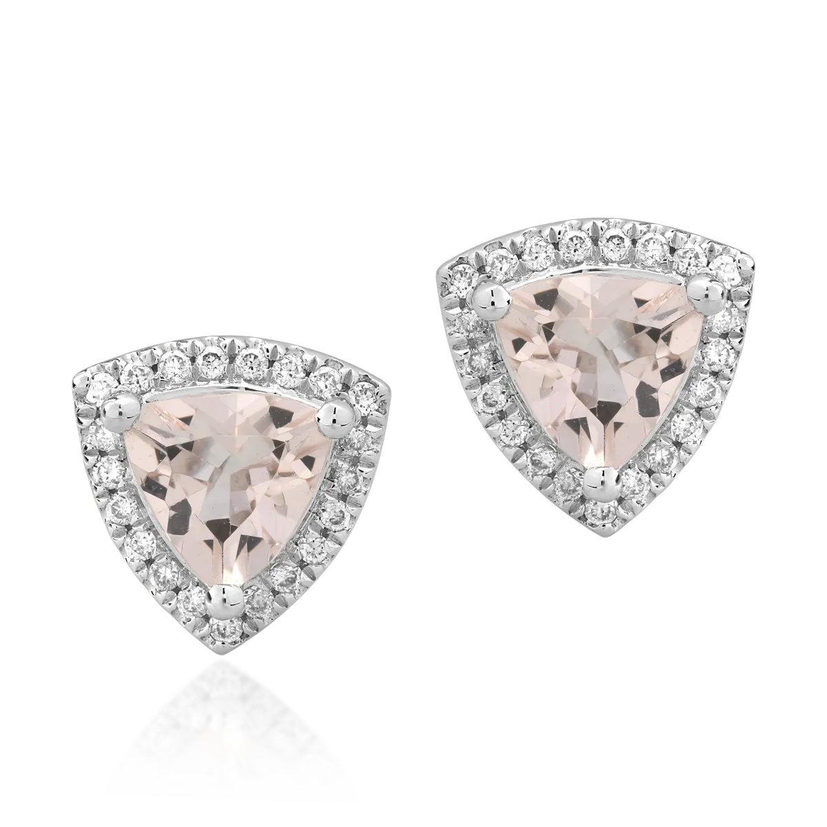 14K white gold earrings with 1.31ct morganite and 0.16ct diamonds