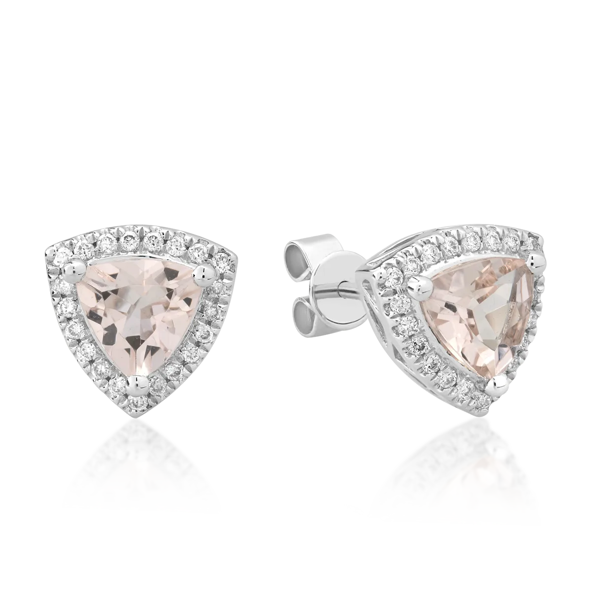 14K white gold earrings with 1.31ct morganite and 0.16ct diamonds