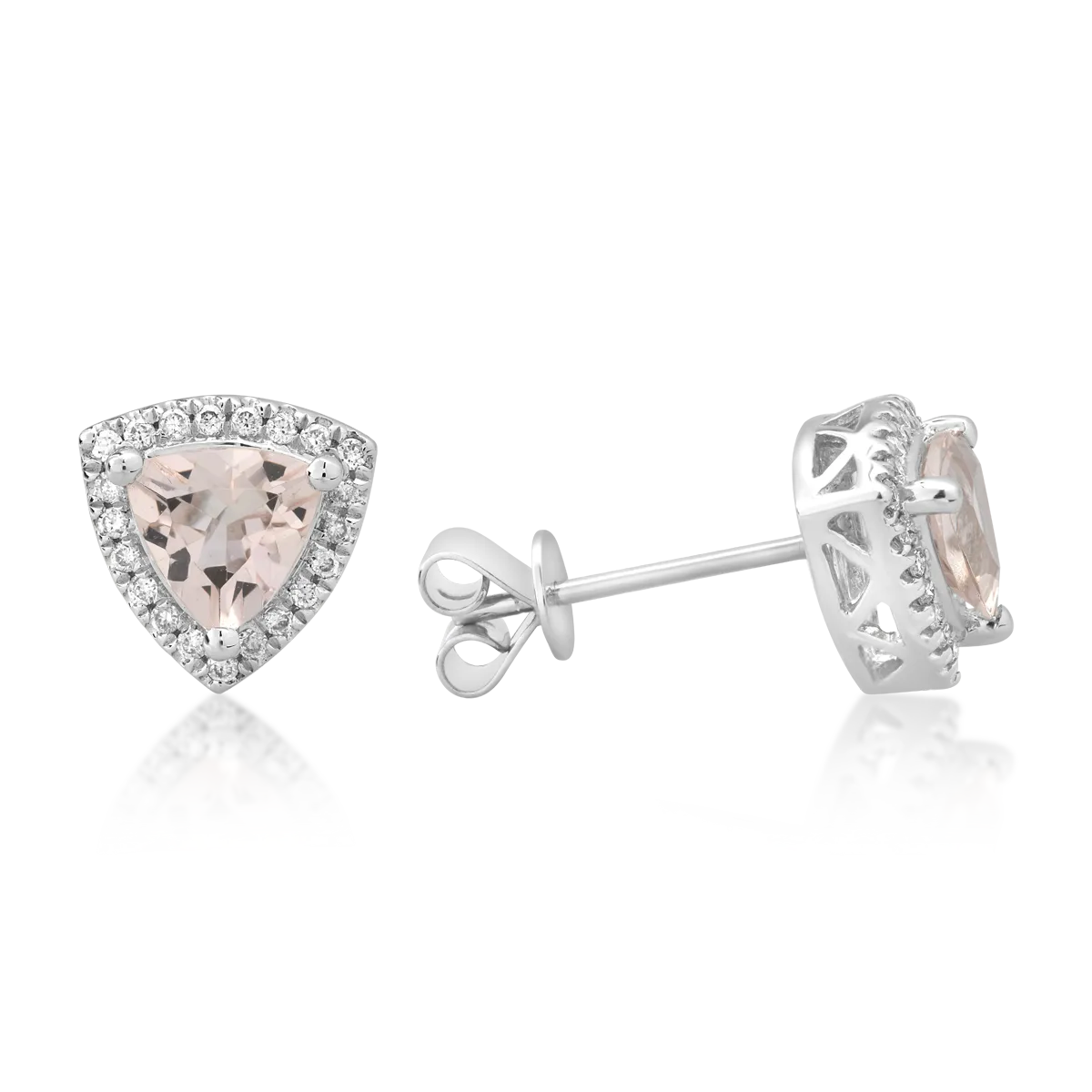 14K white gold earrings with 1.31ct morganite and 0.16ct diamonds
