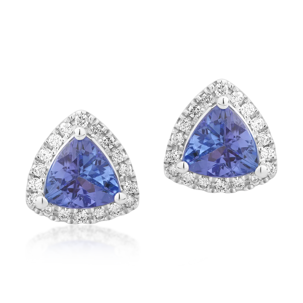 18K white gold earrings with 1.53ct tanzanite and 0.18ct diamonds
