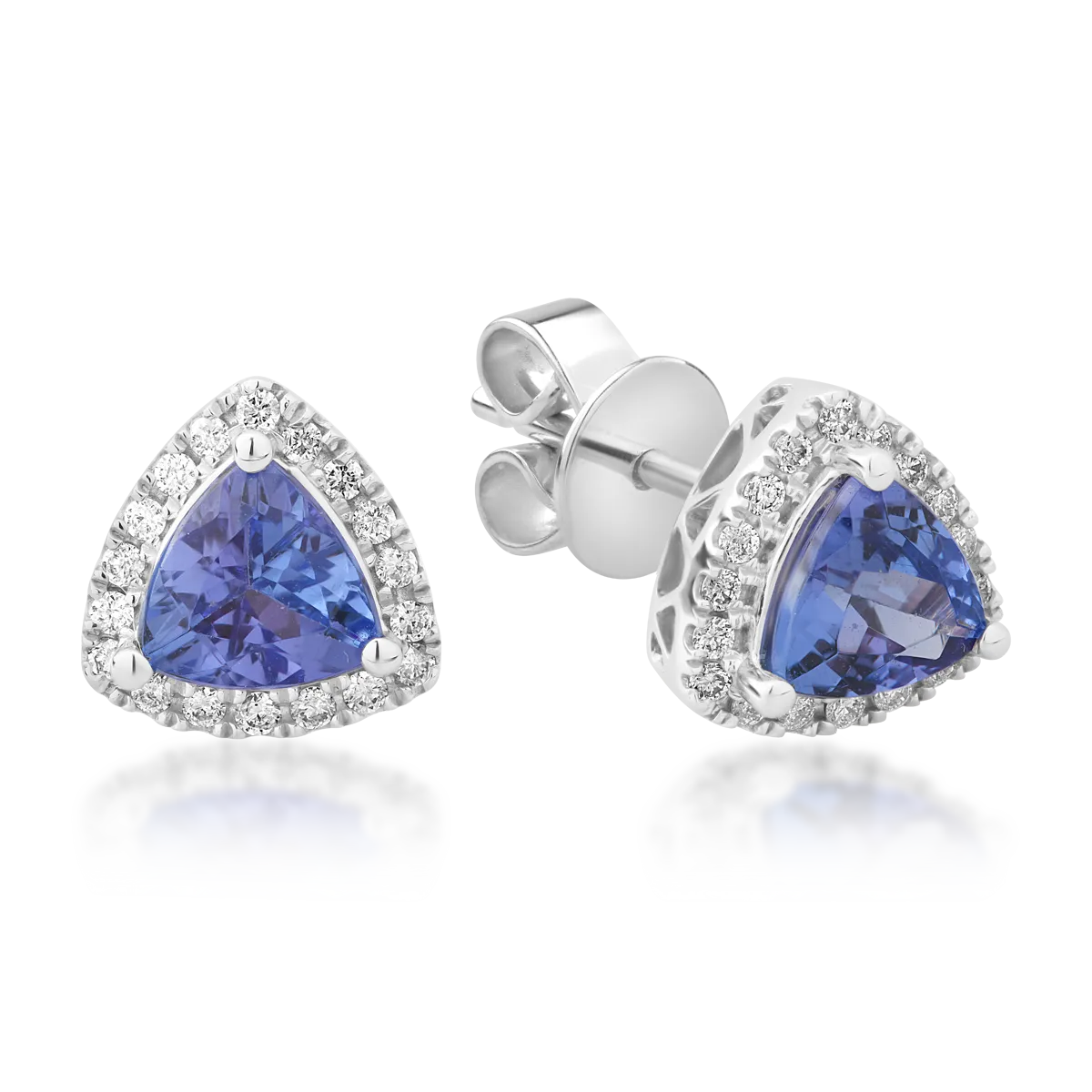 18K white gold earrings with 1.53ct tanzanite and 0.18ct diamonds