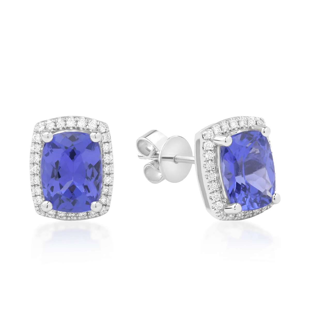 14K white gold earrings with 2.7ct tanzanite and 0.14ct diamonds