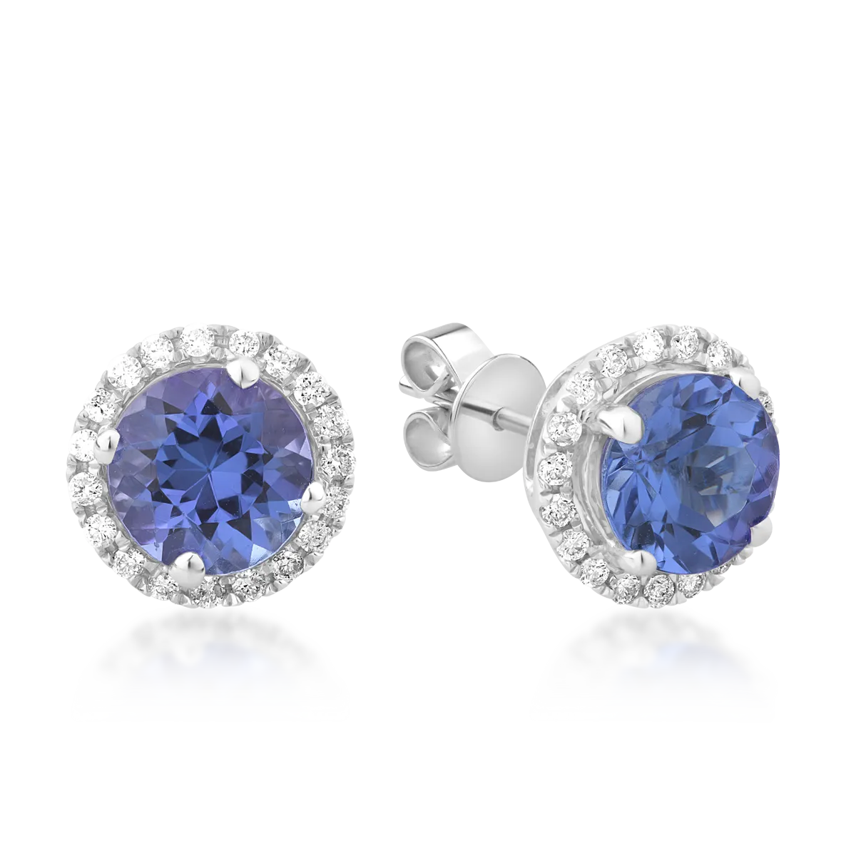 18K white gold earrings with 2.27ct tanzanite and 0.18ct diamonds
