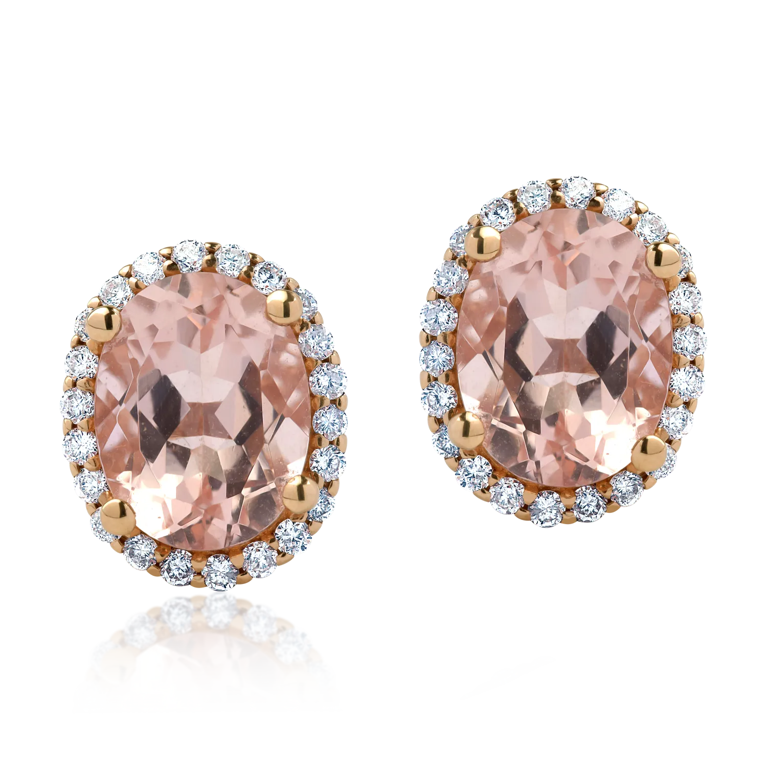 14K rose gold earrings with 3.5ct morganites and 0.34ct diamonds