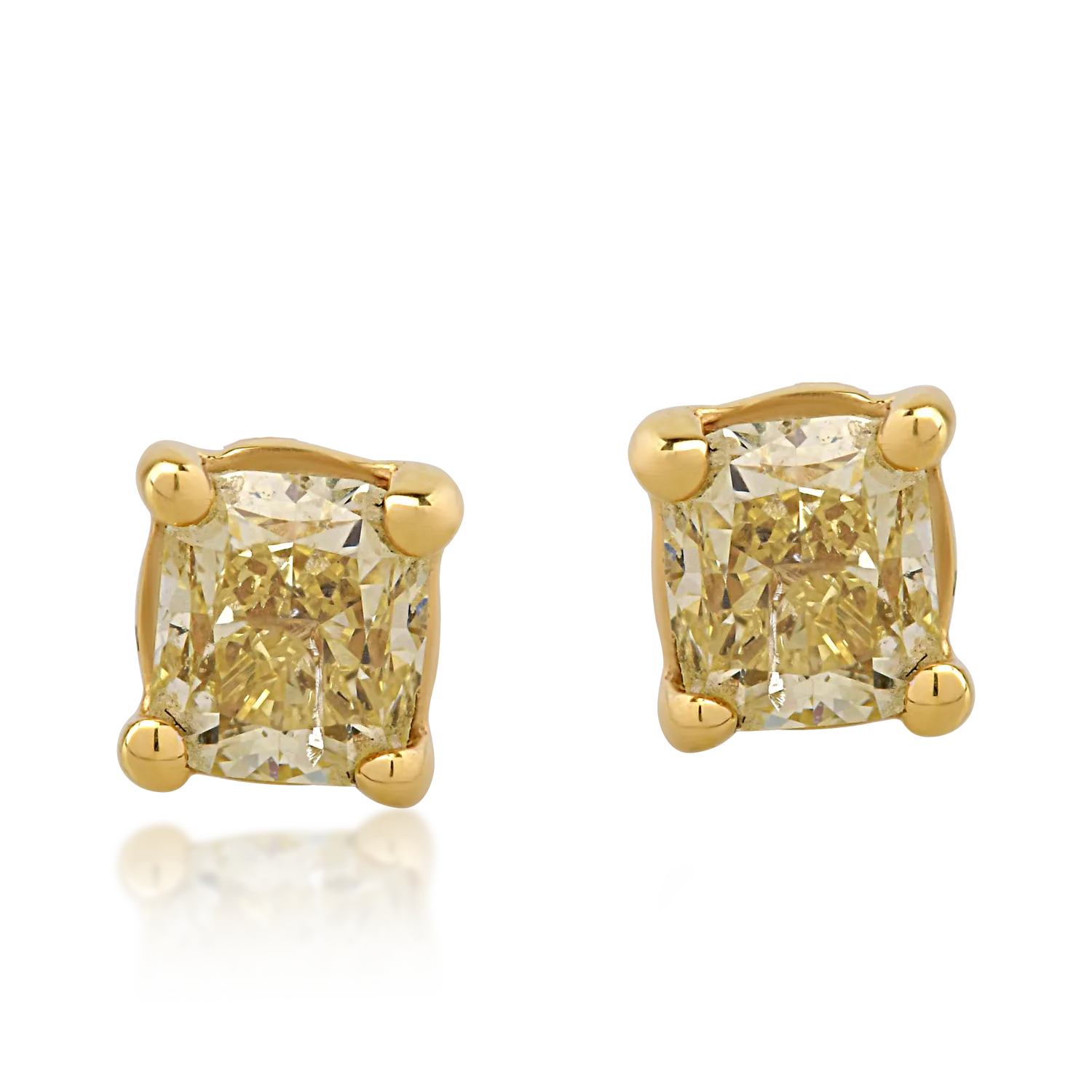 18K yellow gold earrings with 0.44ct fancy-multicolored diamonds