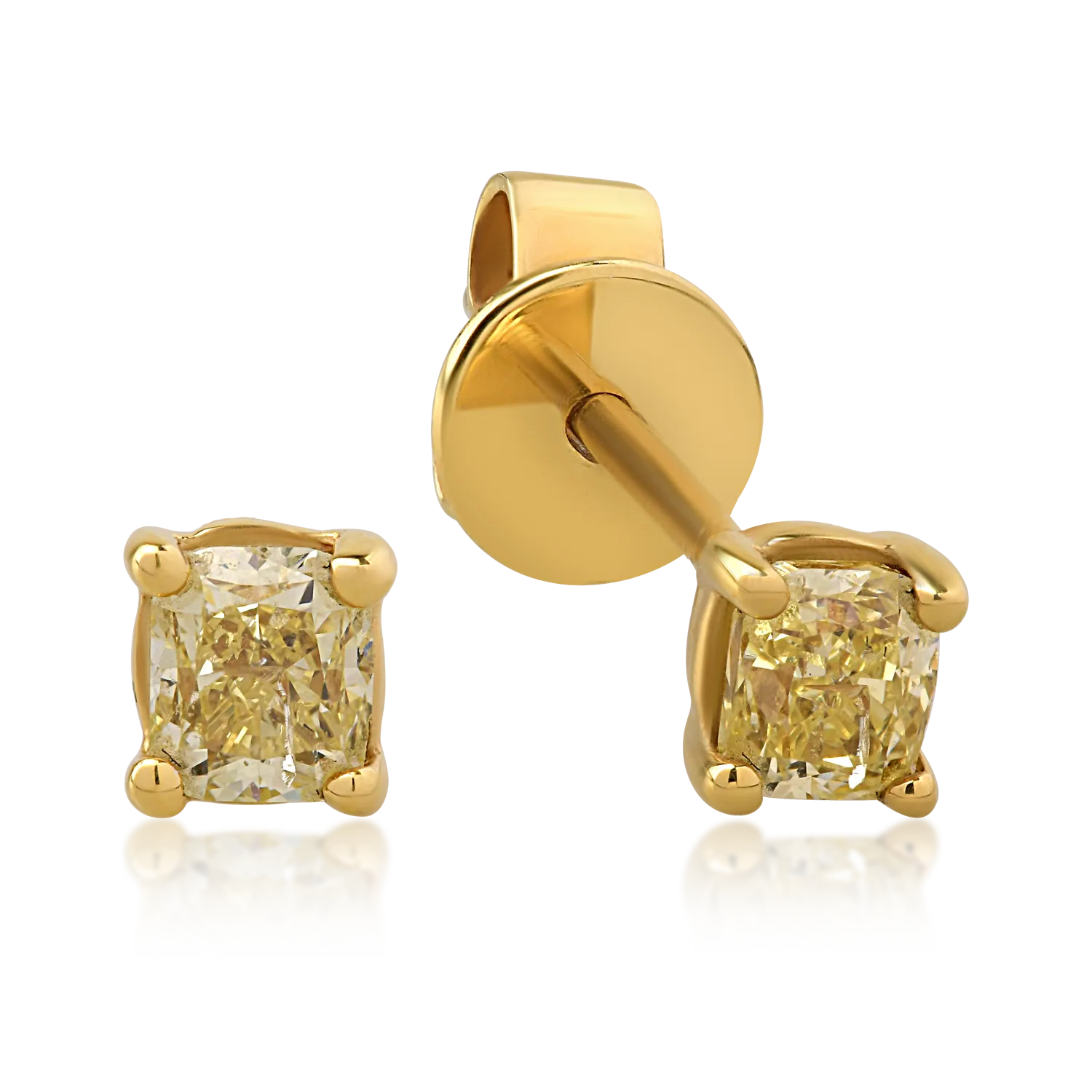 Kolczyki z żółtego 18K złota z fantazyjnymi wielokolorowymi diamentami o masie 0.44ct