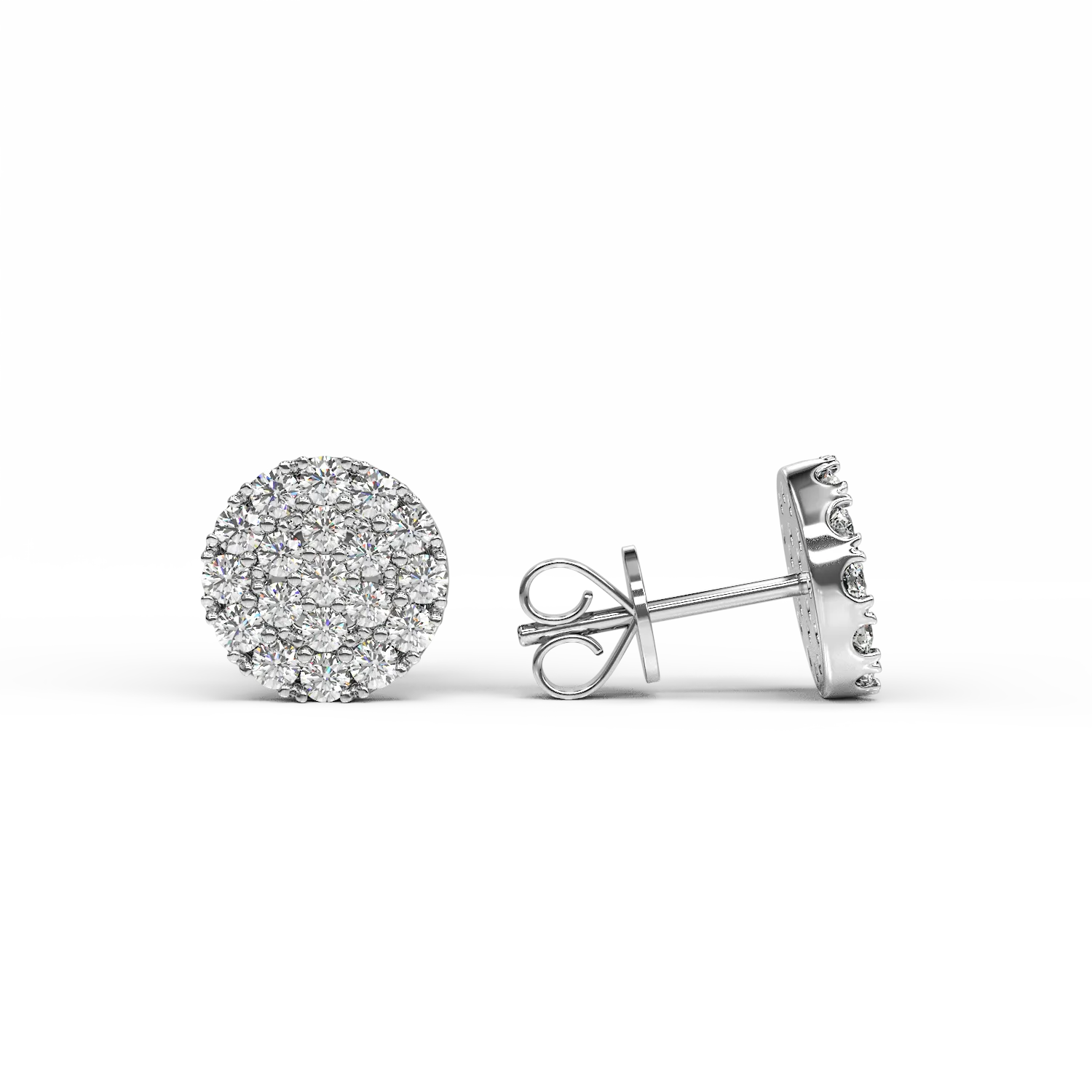 Cercei din aur alb de 18K cu diamante de 0.37ct