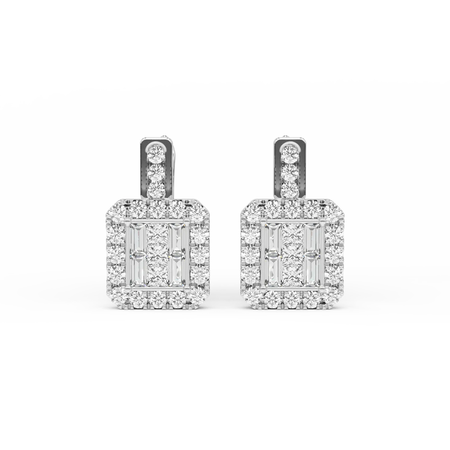 Cercei din aur alb de 18K cu diamante de 0.74ct-110779