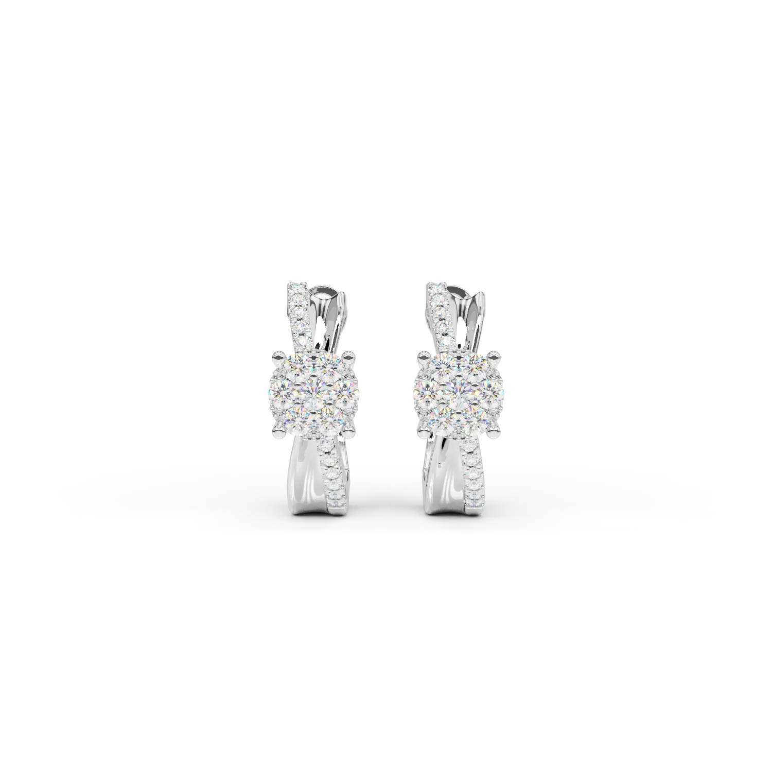 Обеци от бяло злато 18К с диаманти 0.3кт-110797