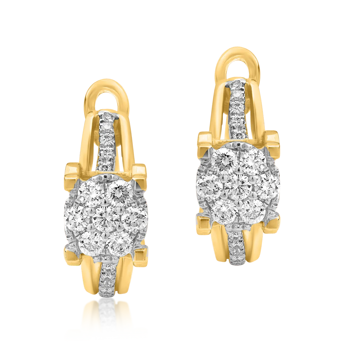 Cercei din aur galben cu diamante de 0.35ct