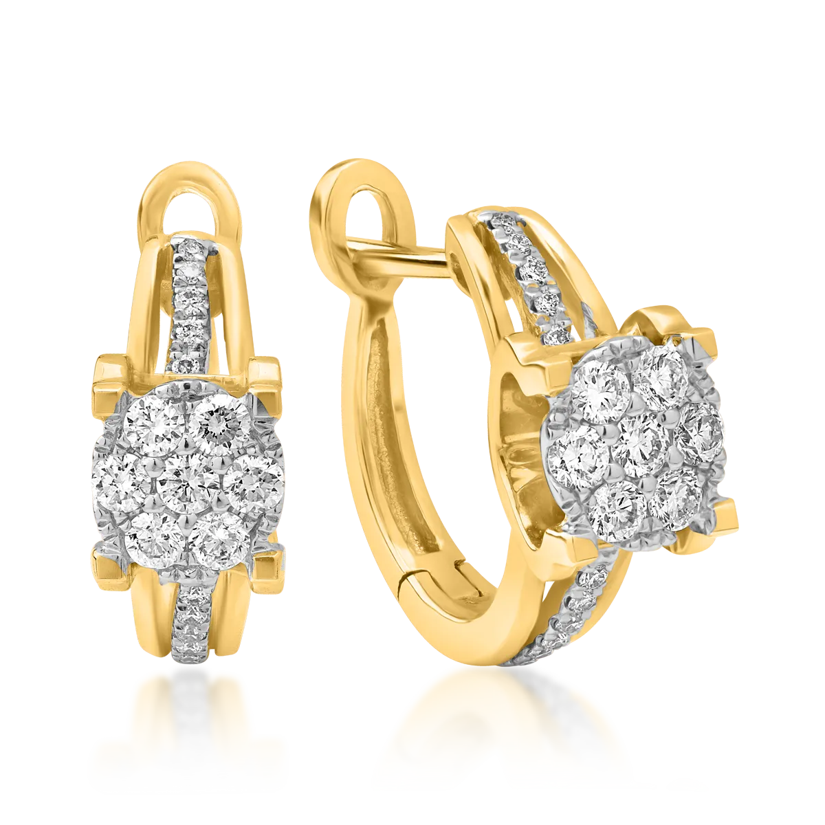 Cercei din aur galben cu diamante de 0.35ct