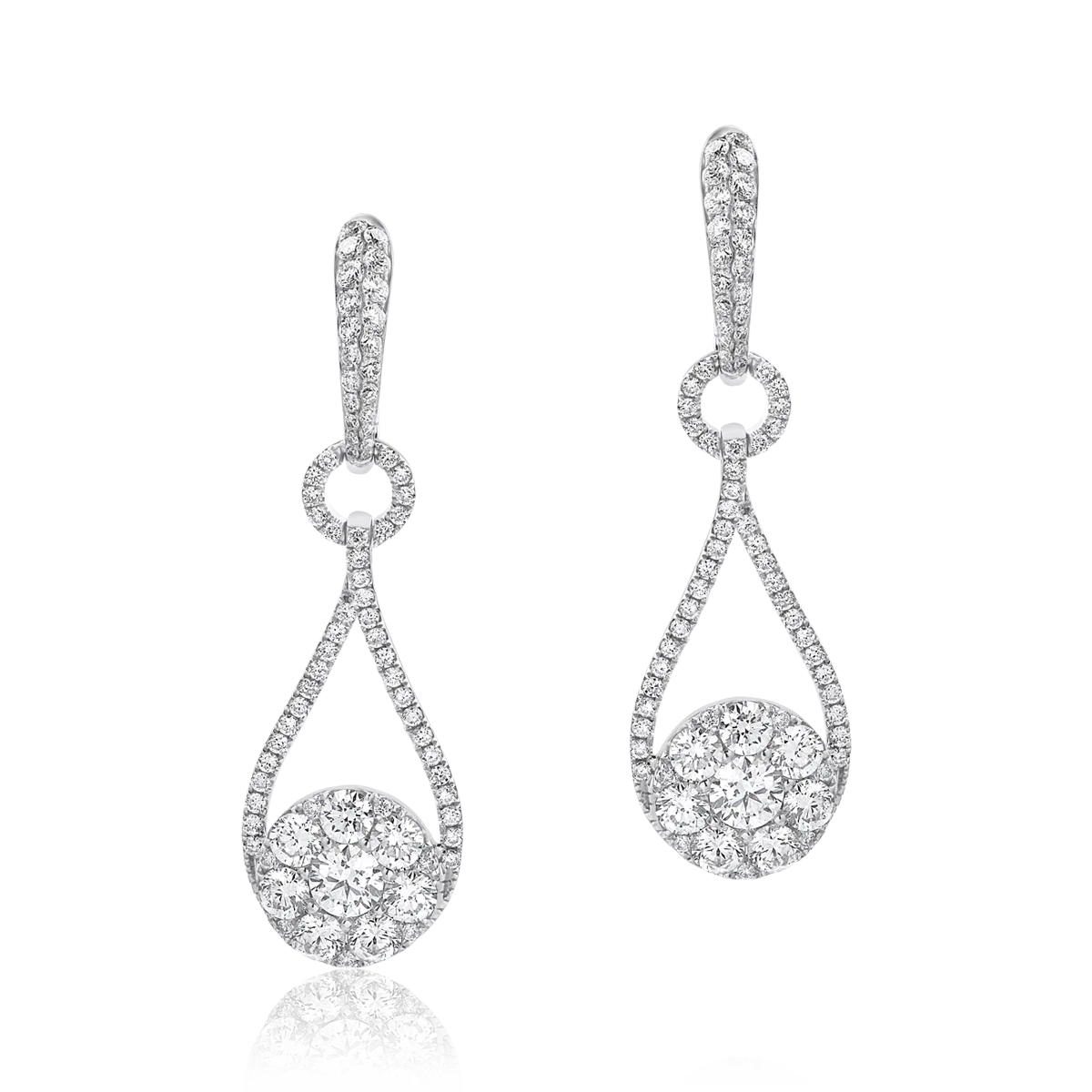 18K white gold earrings with 2.18ct diamonds