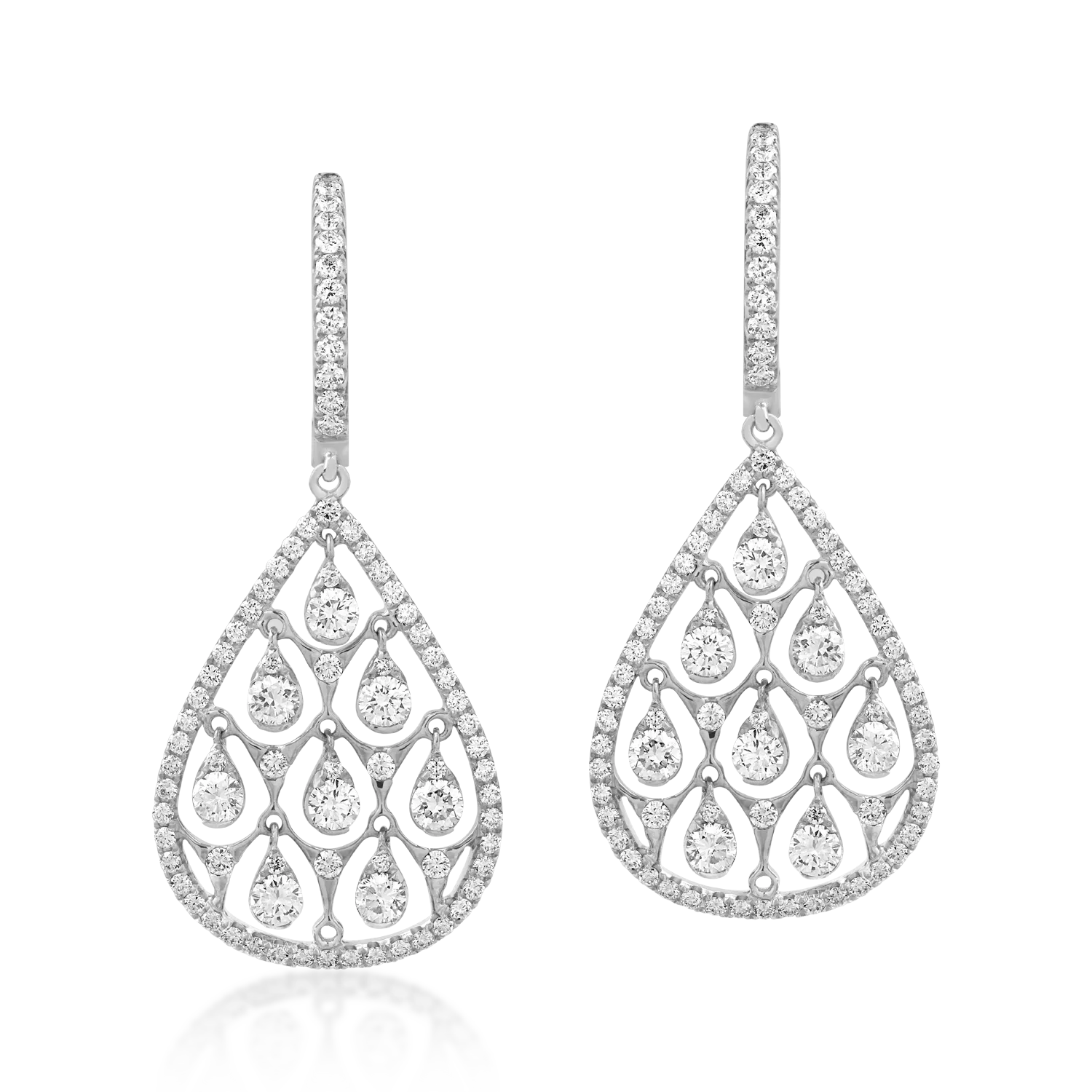 Cercei din aur alb cu diamante de 1.76ct