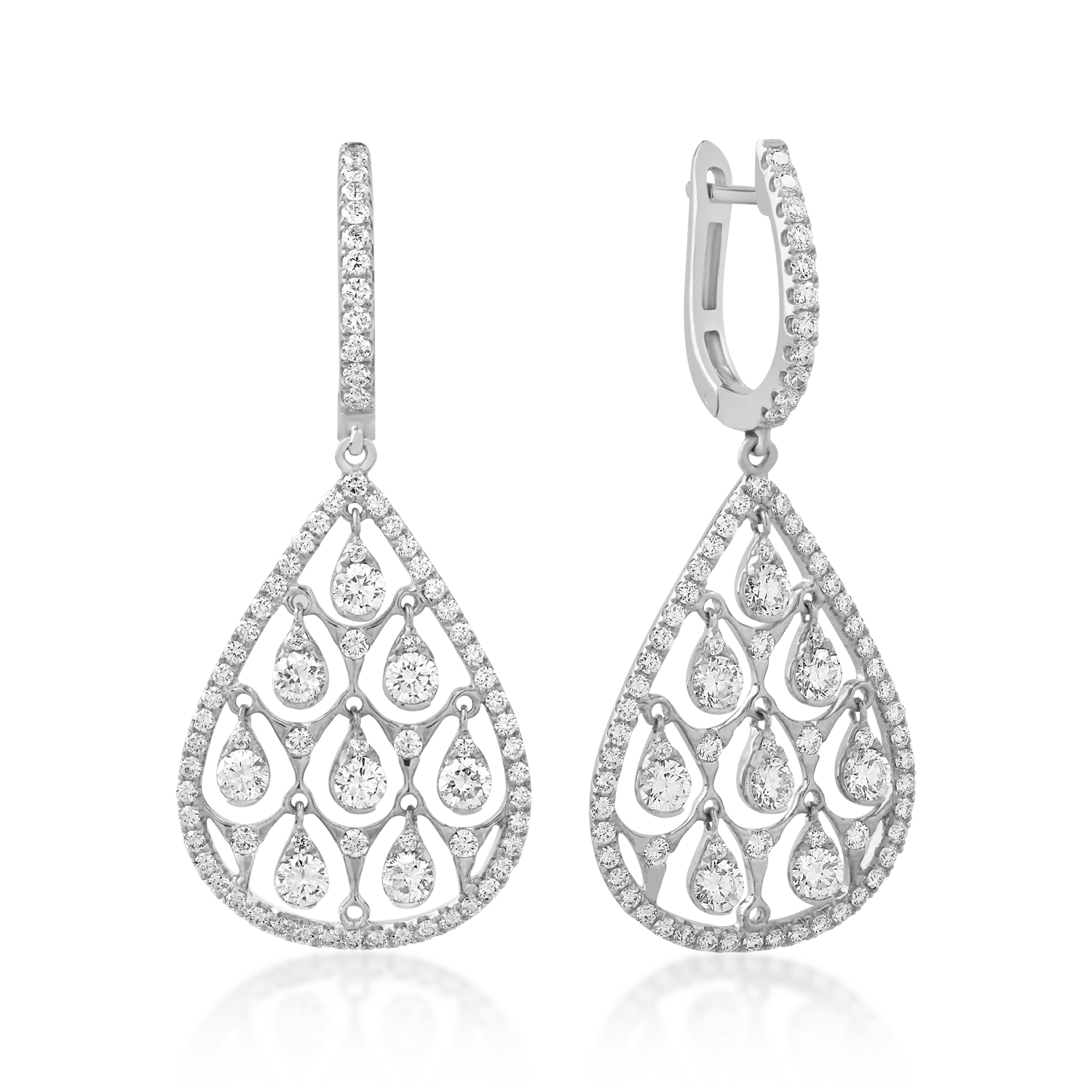 18K white gold earrings with 1.76ct diamonds-110813