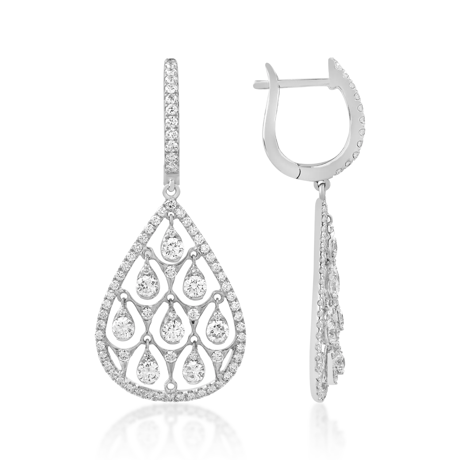 18K white gold earrings with 1.76ct diamonds-110813