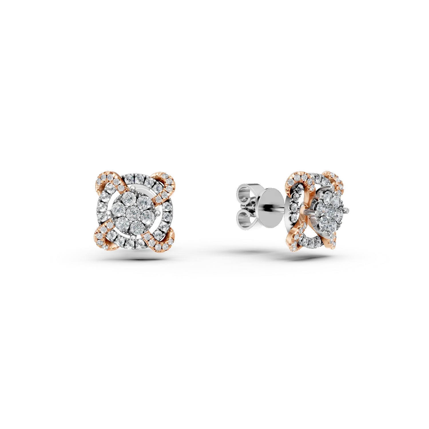 Cercei din aur alb-roz cu diamante de 0.47ct