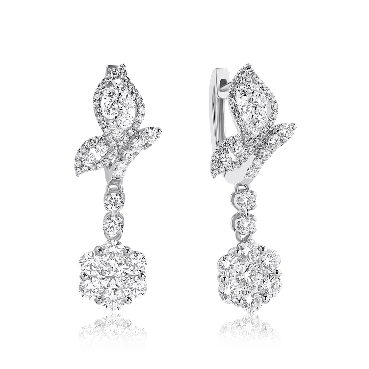 Cercei din aur alb cu diamante de 2.03ct