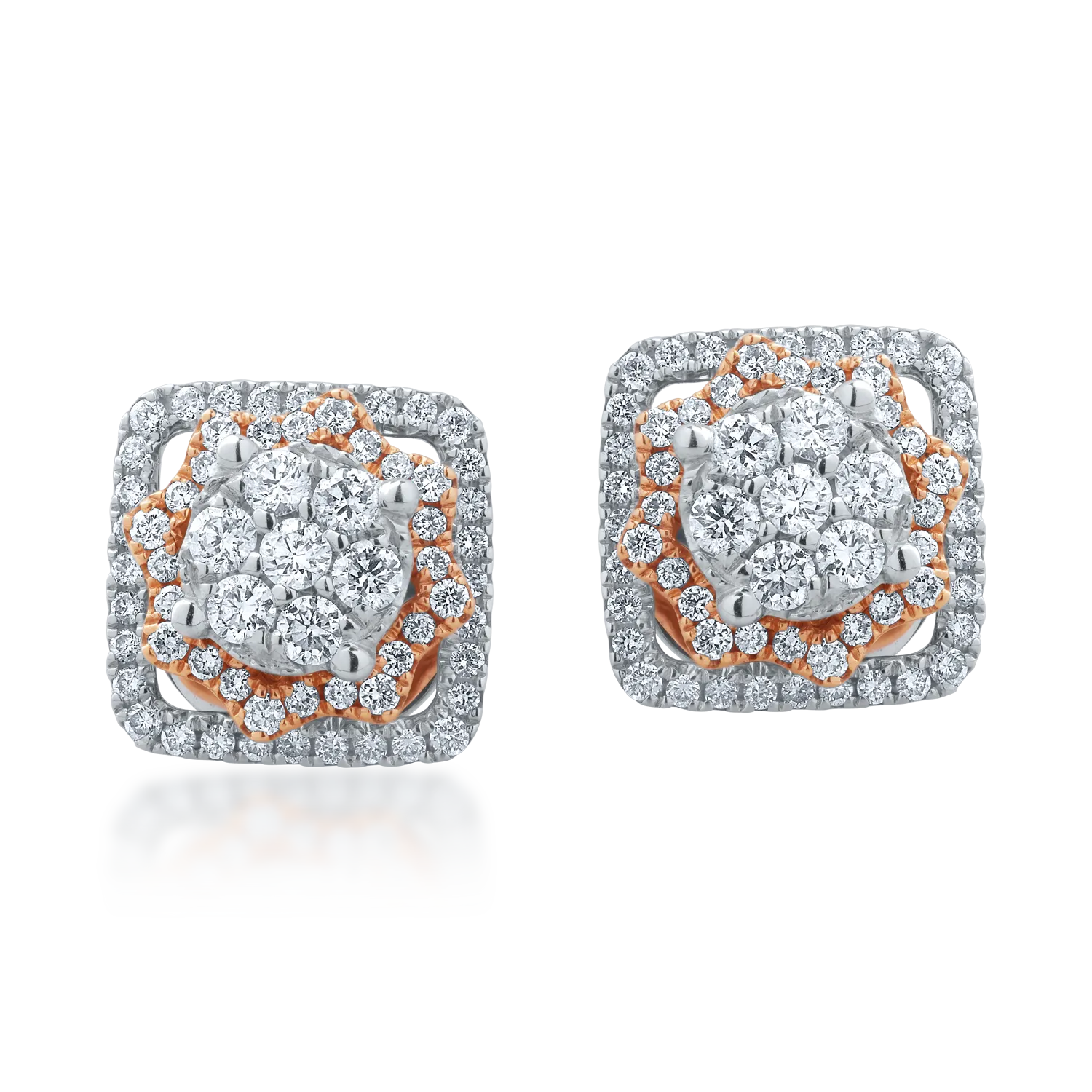 Cercei din aur alb-roz de 18K cu diamante de 0.57ct-110820