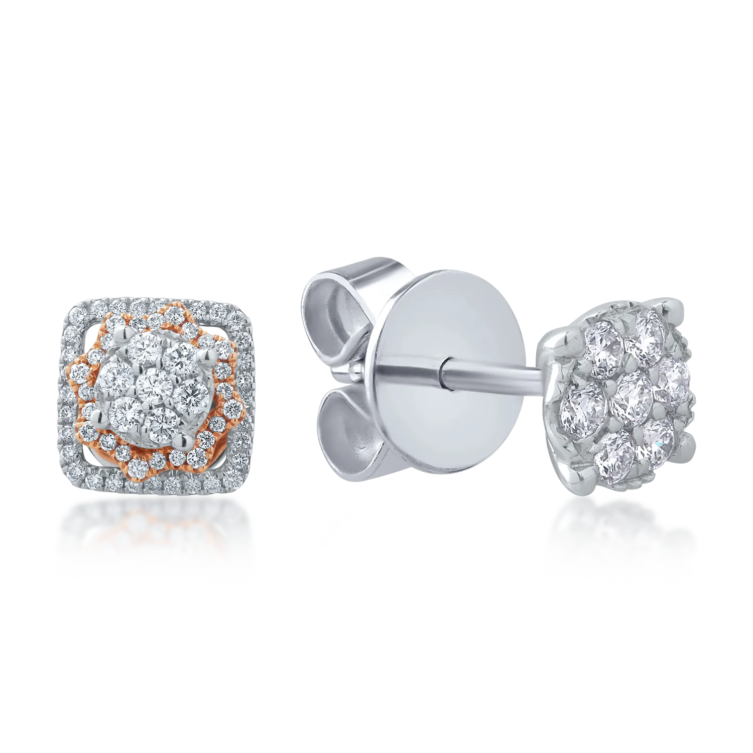 Обеци от бяло розово злато 18K с диаманти 0.57ct