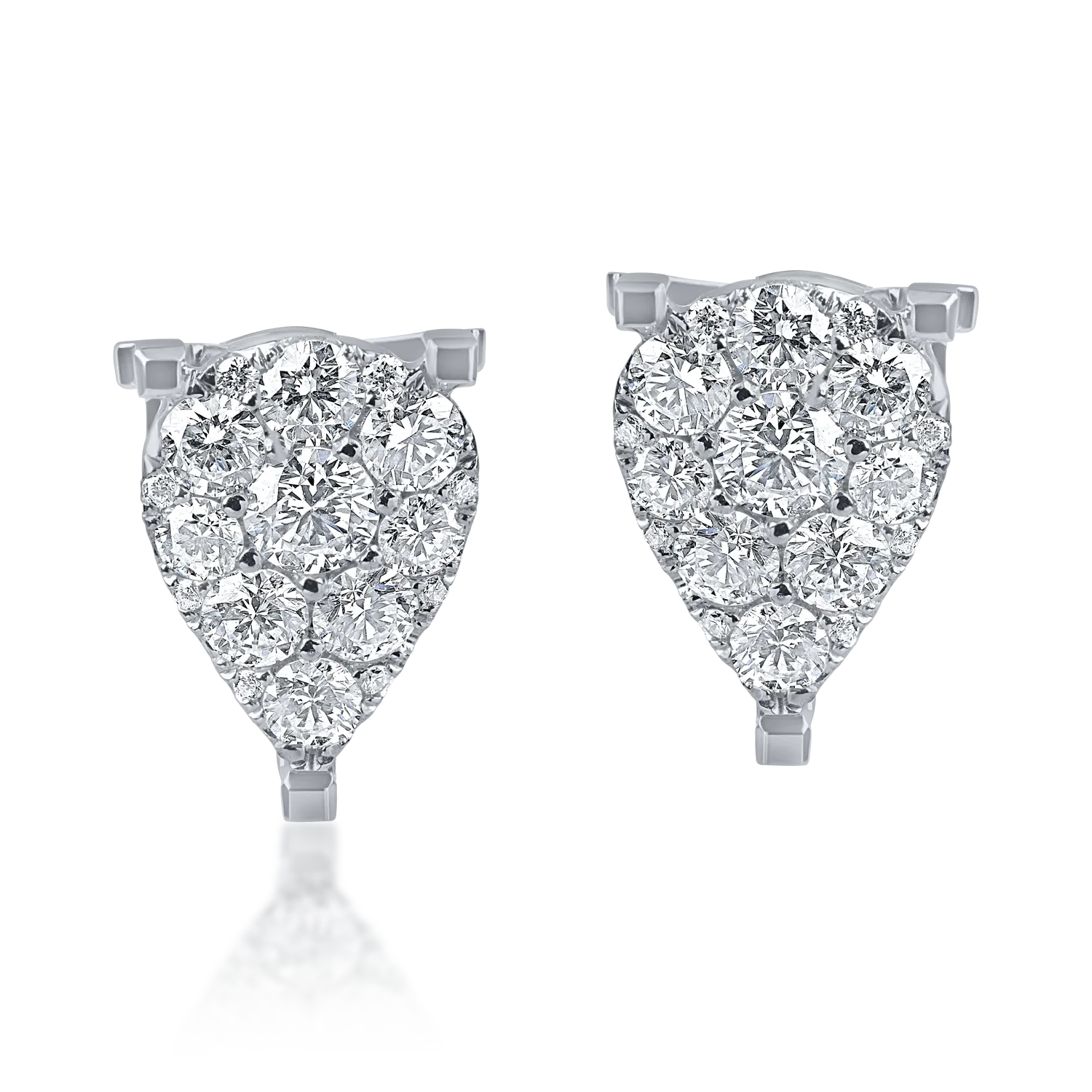 Cercei stud din aur alb cu diamante de 0.9ct