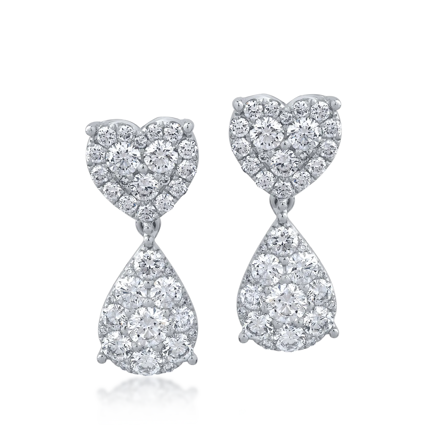 18K white gold earrings with 2.07ct diamonds