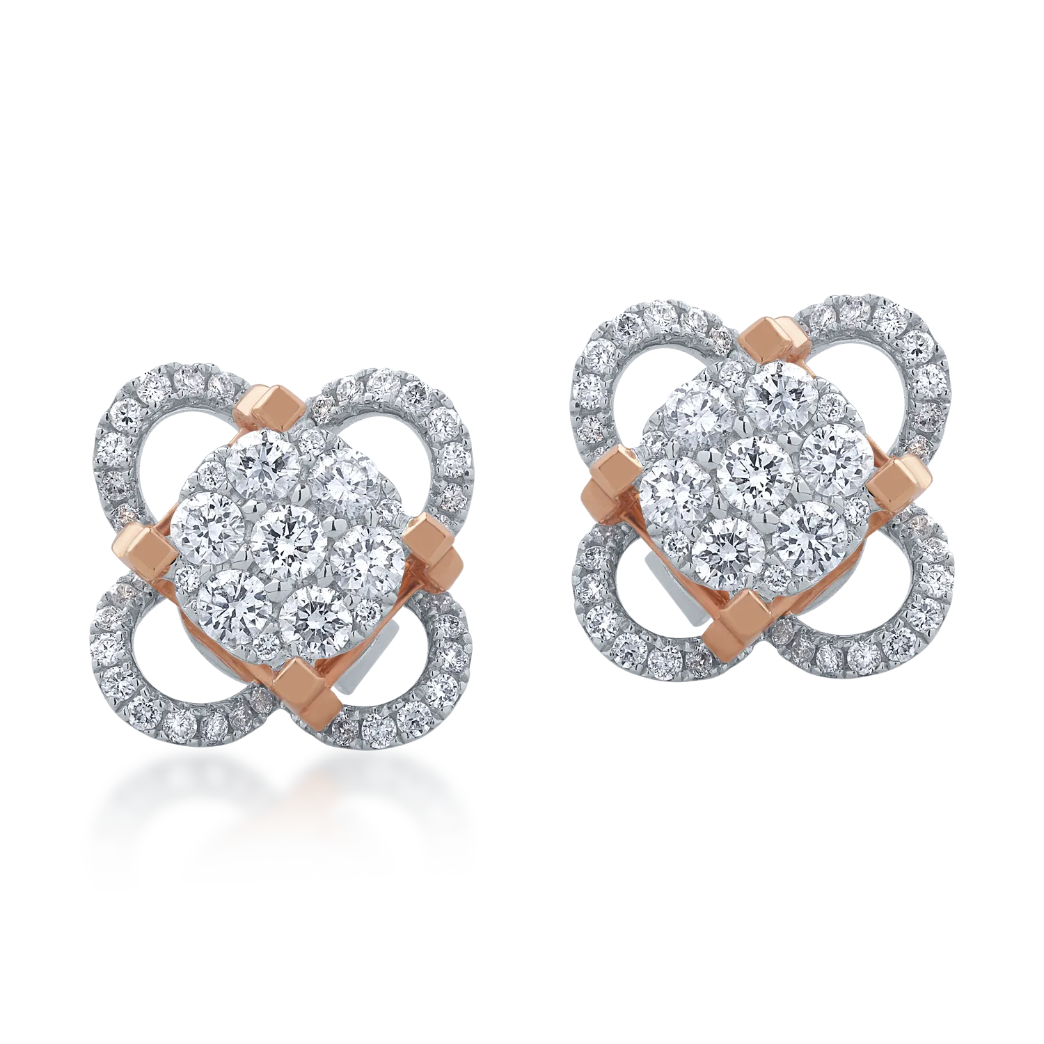 Cercei din aur alb-roz cu diamante de 0.66ct