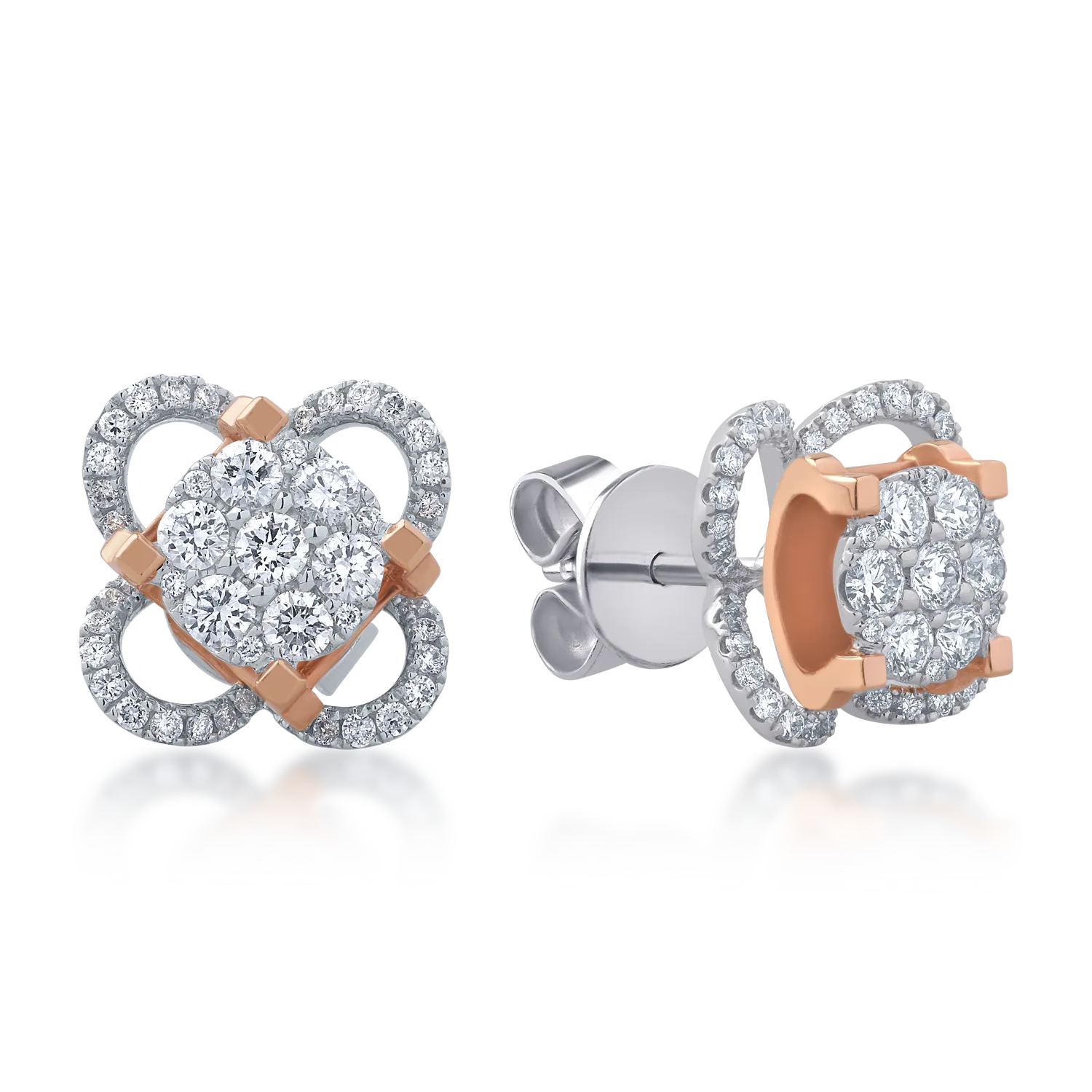 Teilor Cercei din aur alb-roz cu diamante de 0.66ct