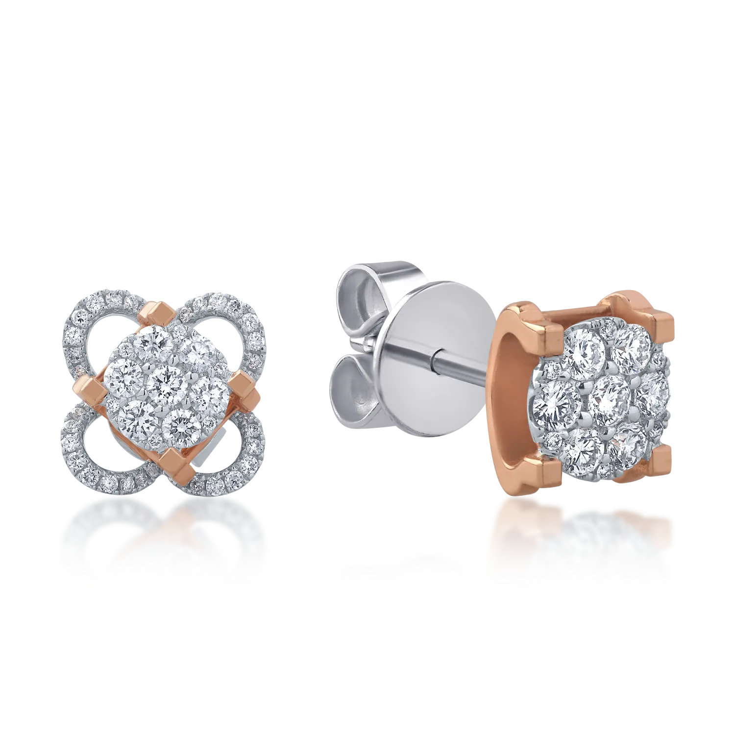 Обеци от бяло розово злато 18K с диаманти 0.66ct