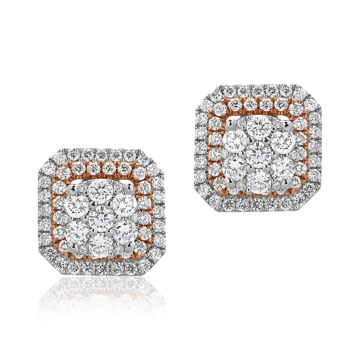 Обеци от бяло розово злато 18K с диаманти 0.86ct-110831